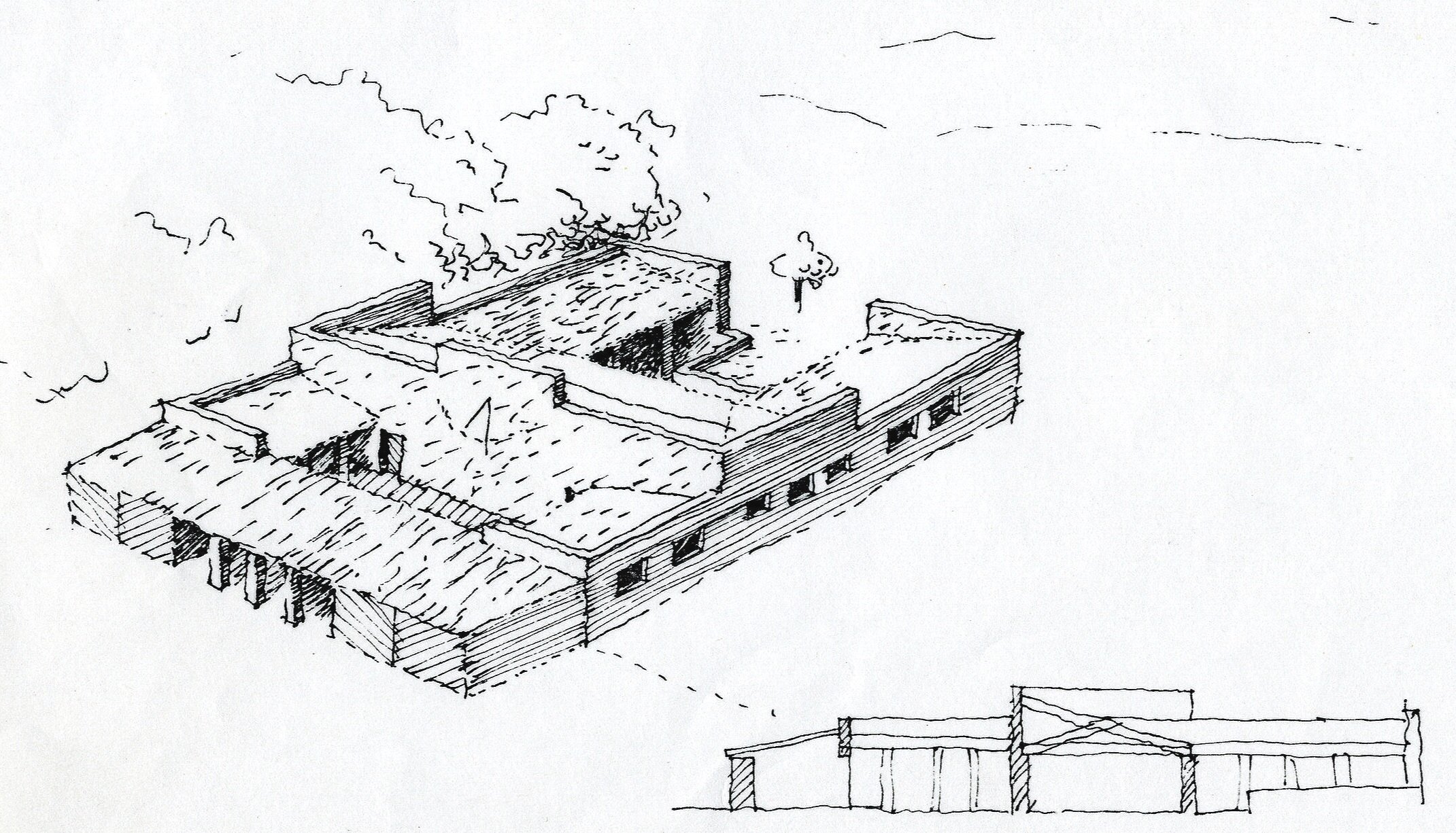 Early sketch with sundial