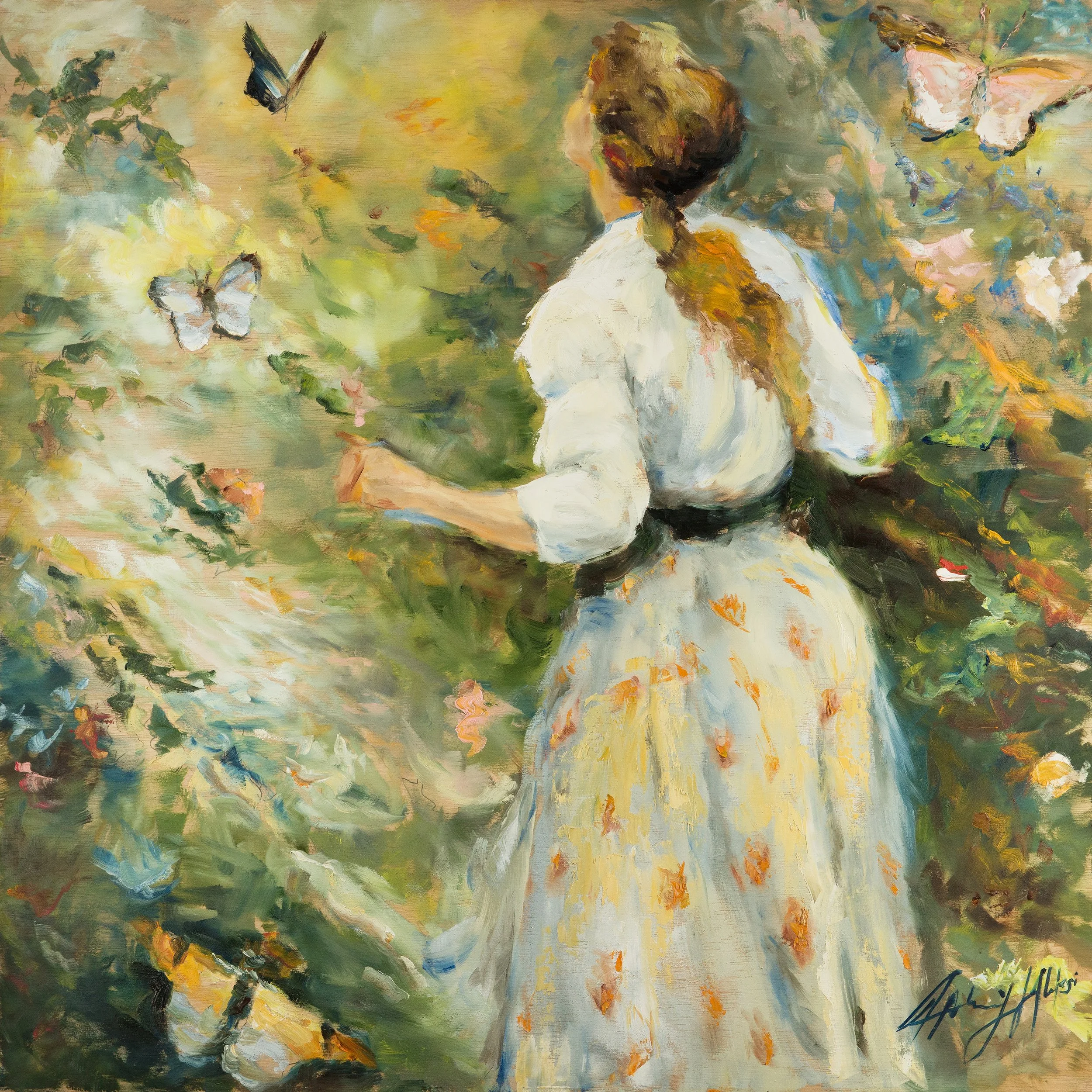 Woman Chasing Butterflies