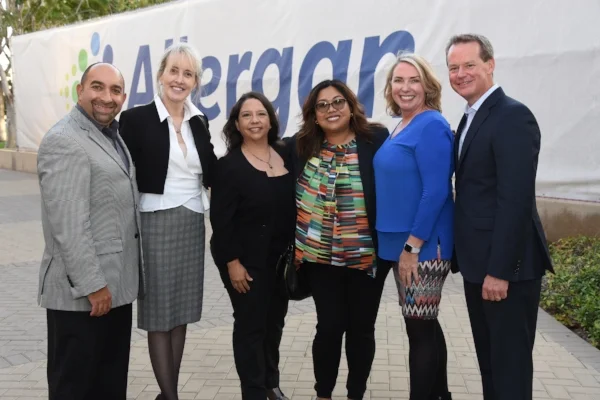 Left to right: Jonathon Kellerman, Allergan Foundation board member and Executive VP, Global Chief Compliance Officer; Susan Stone, Allergan Foundation Board Member and Executive Director, Alliance Advocacy; Noemi Grabiel, AccessOC Program Manager; Christina Catabay, Illumination Foundation Grant Writer; Gwyn Grenrock, Executive Director of The Allergan Foundation; and Alex Kelly, Allergan Foundation President and Executive VP, Chief Communications Officer.