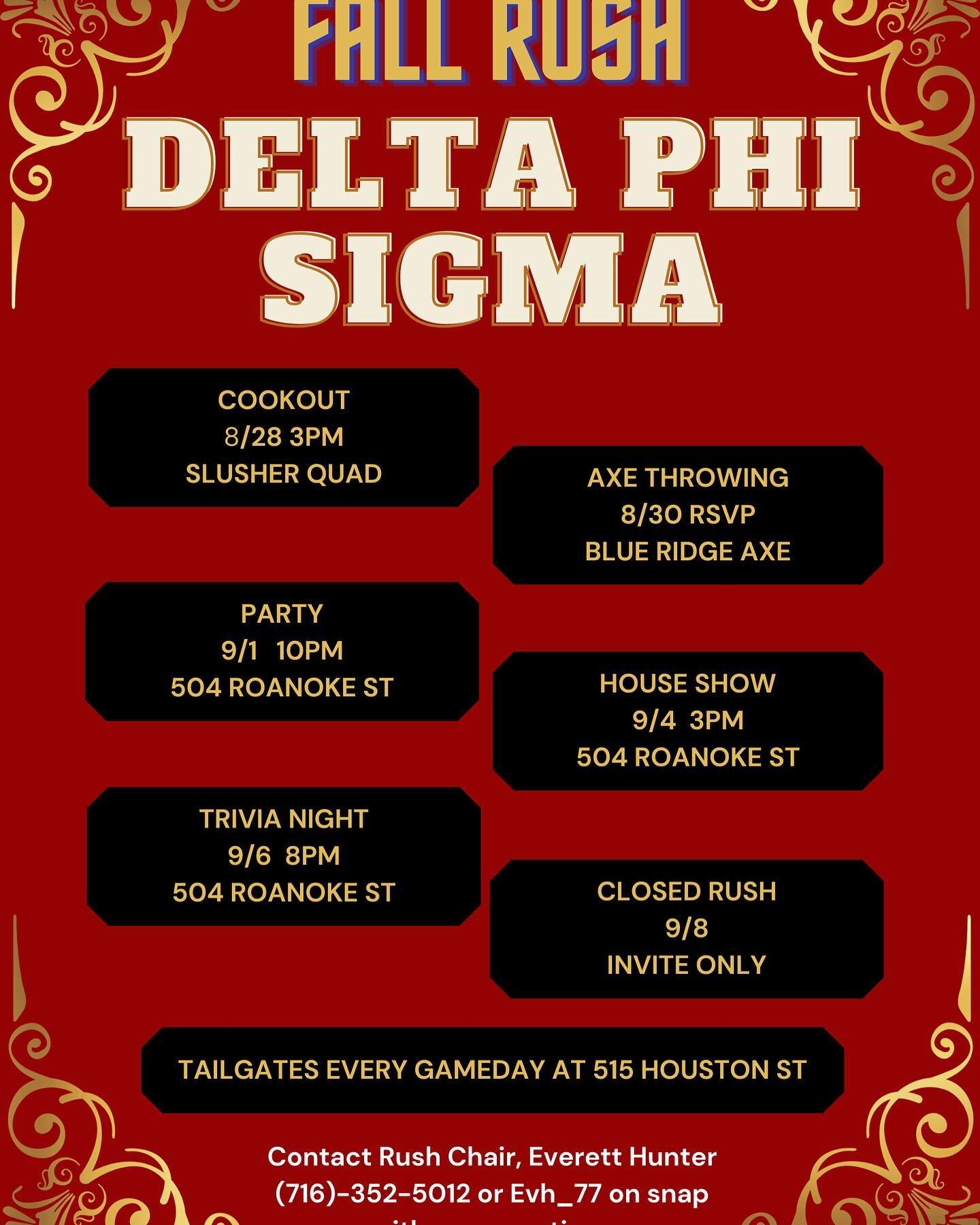 Fall 2023 Rush starts today. Come out and meet the brothers.