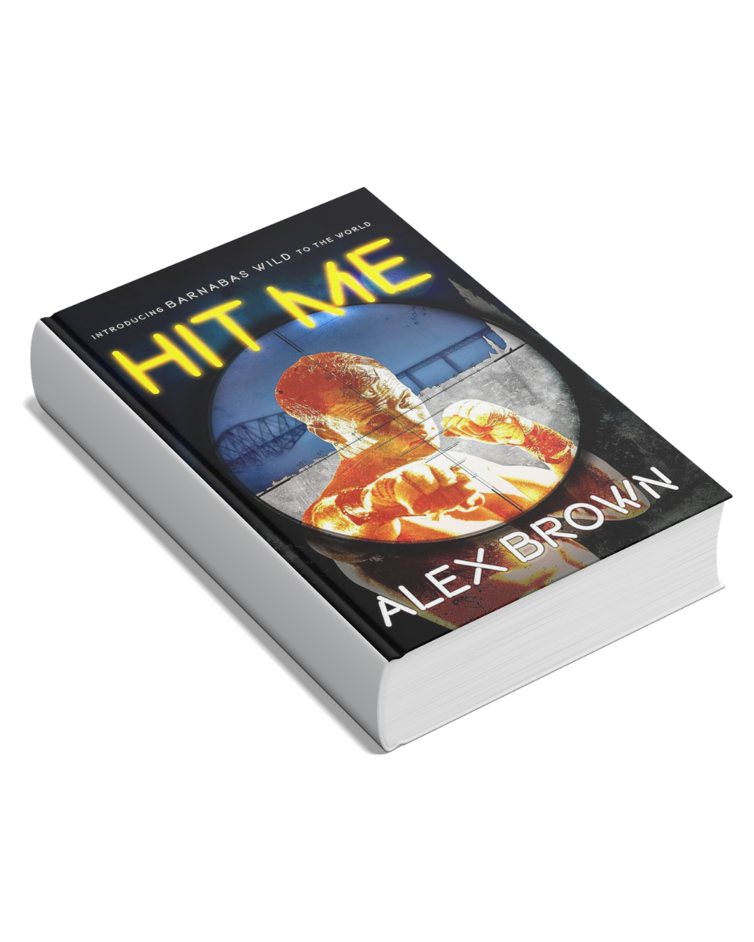mock up of a book with the cover of Hit Me by Alex Brown
