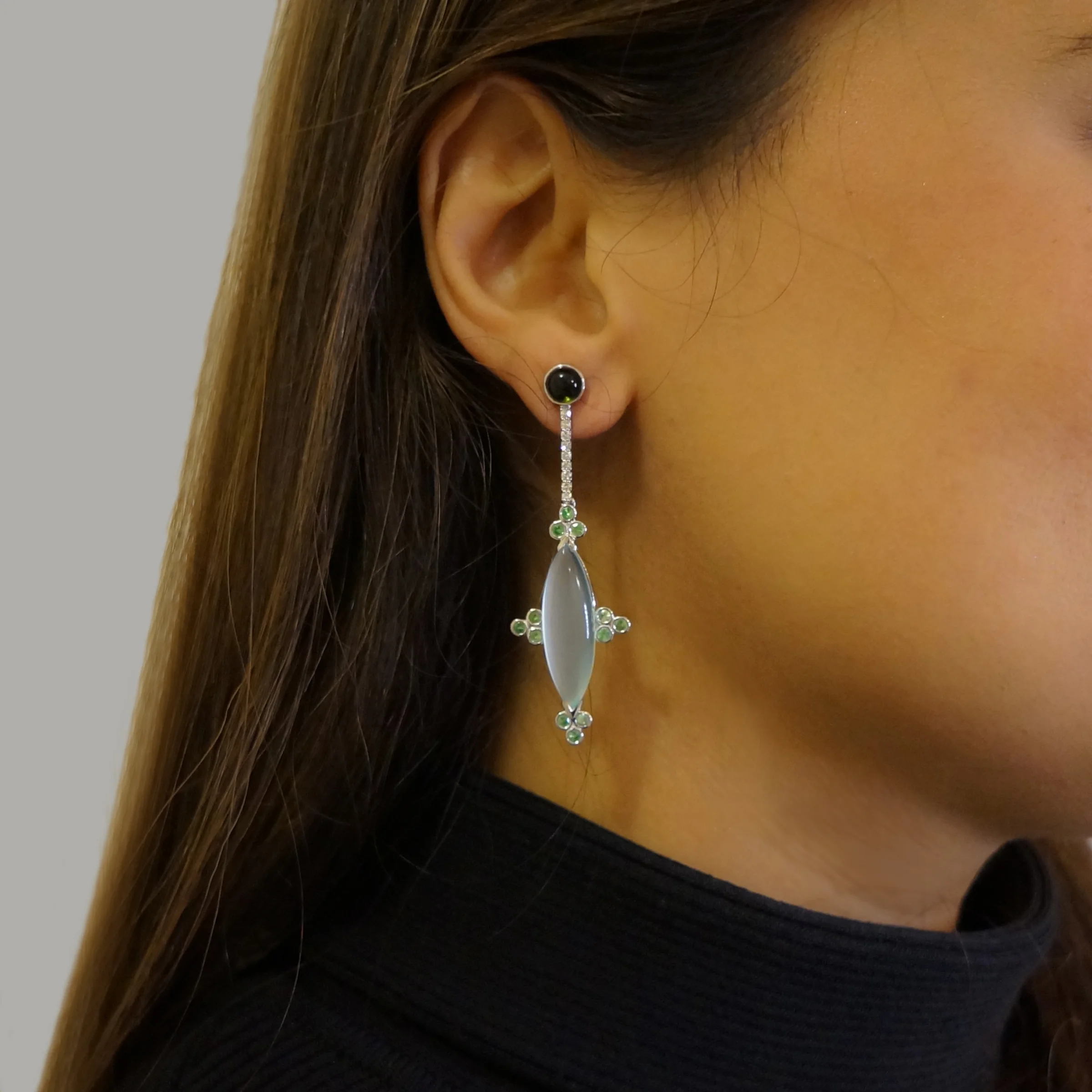 Blue Calcedony with Tsavorite and diamond earrings2.jpg