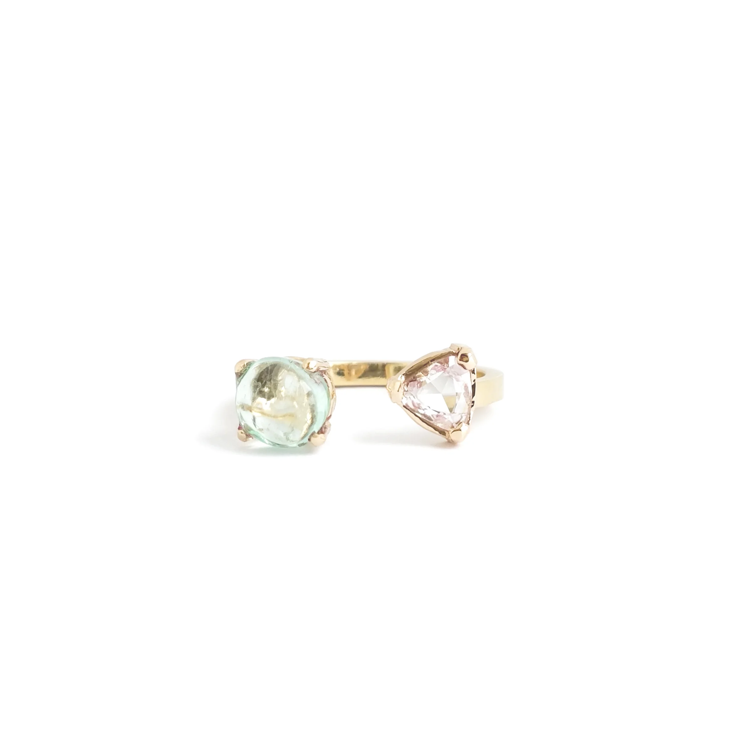 Emerald Nugget with Trillion Diamond Ring1.jpg