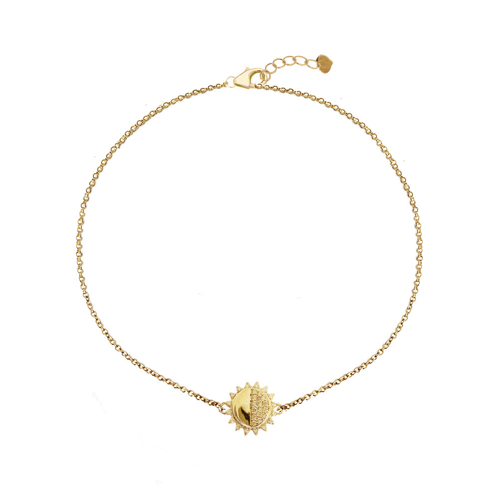 Memento Half Gold - Half Diamond Sun Charm Bracelet — RI Noor