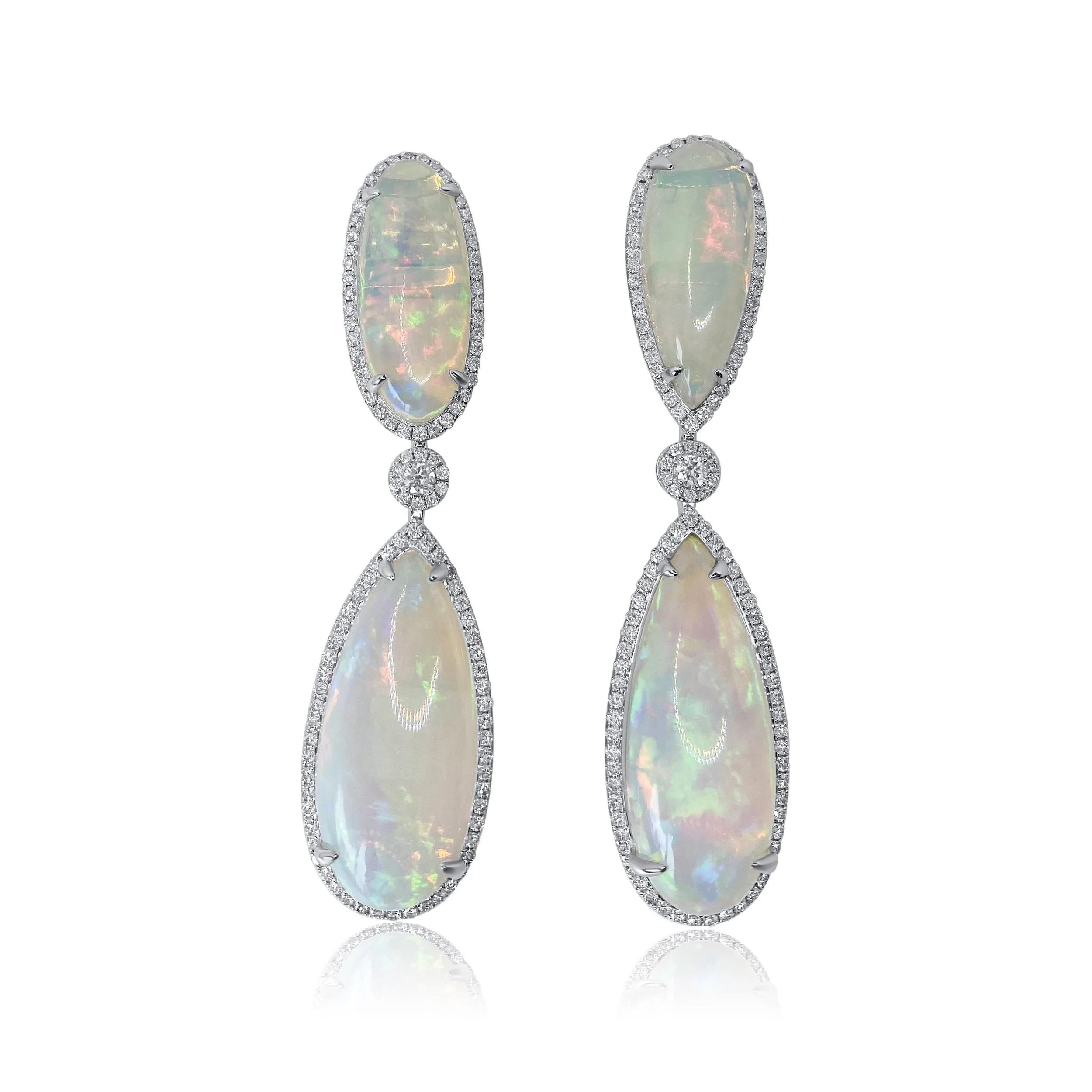 Majestic Opal and Diamond Drop Earrings (ONE OF A KIND)