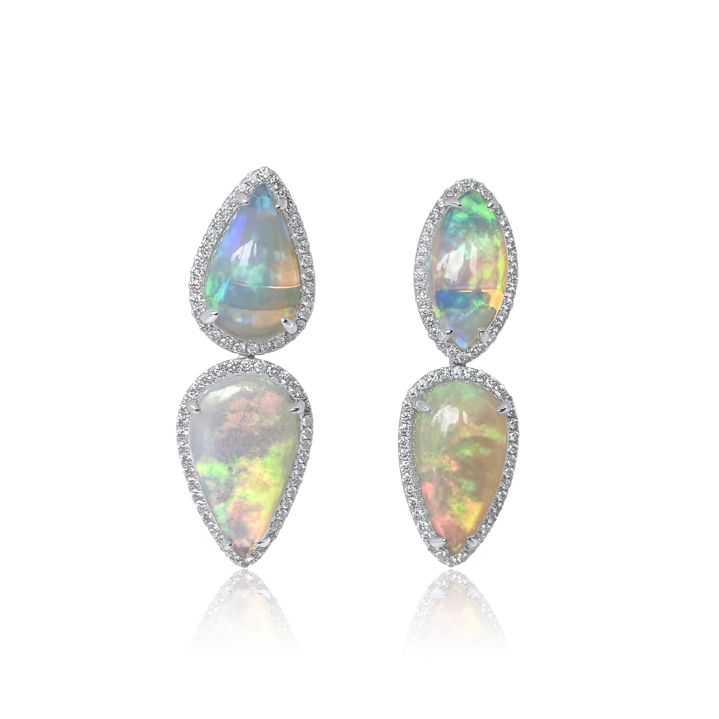 Opal and Diamond Drop Earrings (ONE OF A KIND)