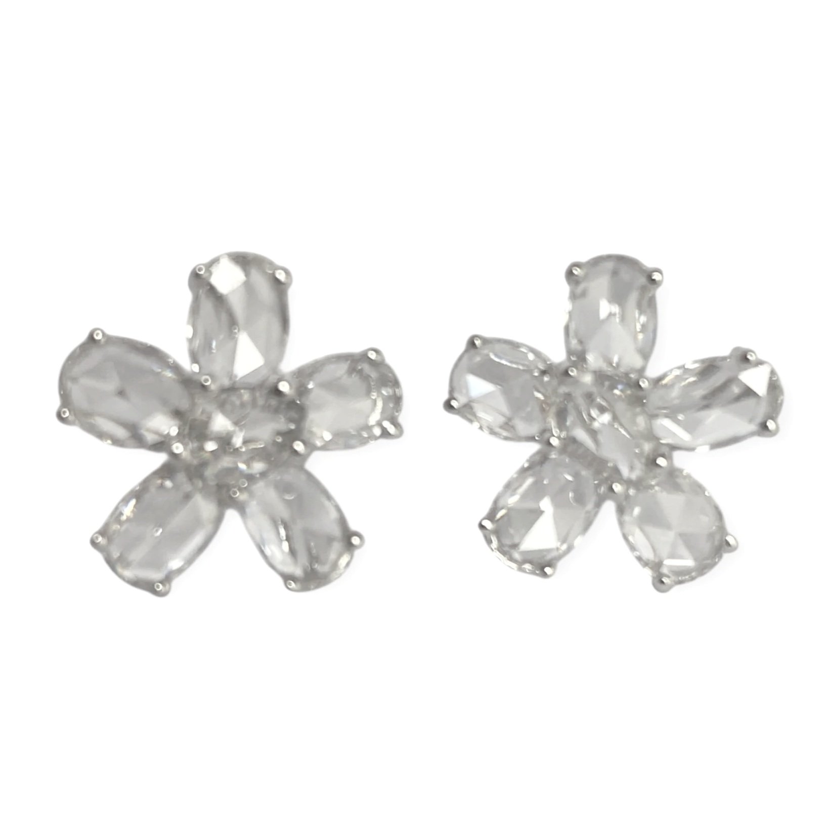 Wild flower with 3 ctw Rose Cut diamonds set in Platinum - New - ONE OF A KIND