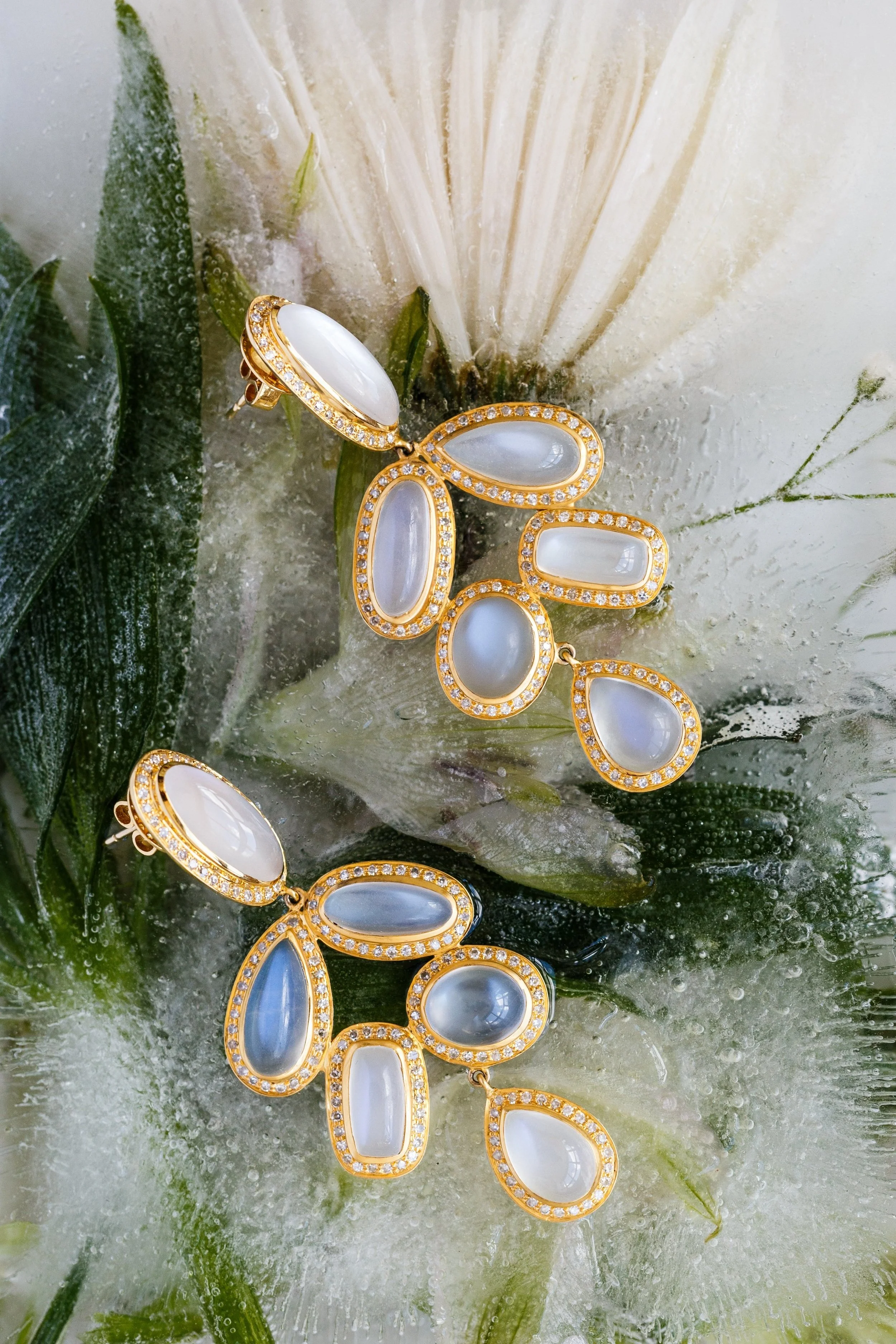 Diamond Moonstone Earrings