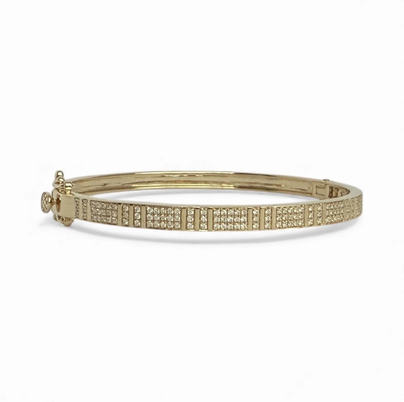 Pinstripe Strength  SKINNY Diamond Bangle Bracelet - Half way all pave diamonds and gold pinstripes YELLOW GOLD NEW!