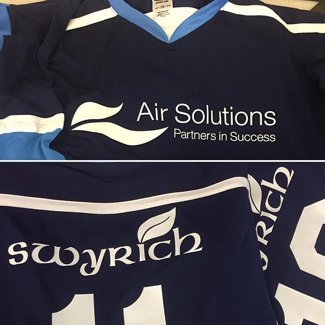 More jerseys! Come on in and have your team's jerseys custom made here at Pro Graphics! #kingstonontario #kingston #ygk #supportlocalbusiness #supportlocal #hockey #jersey #airsolutions #swyrich