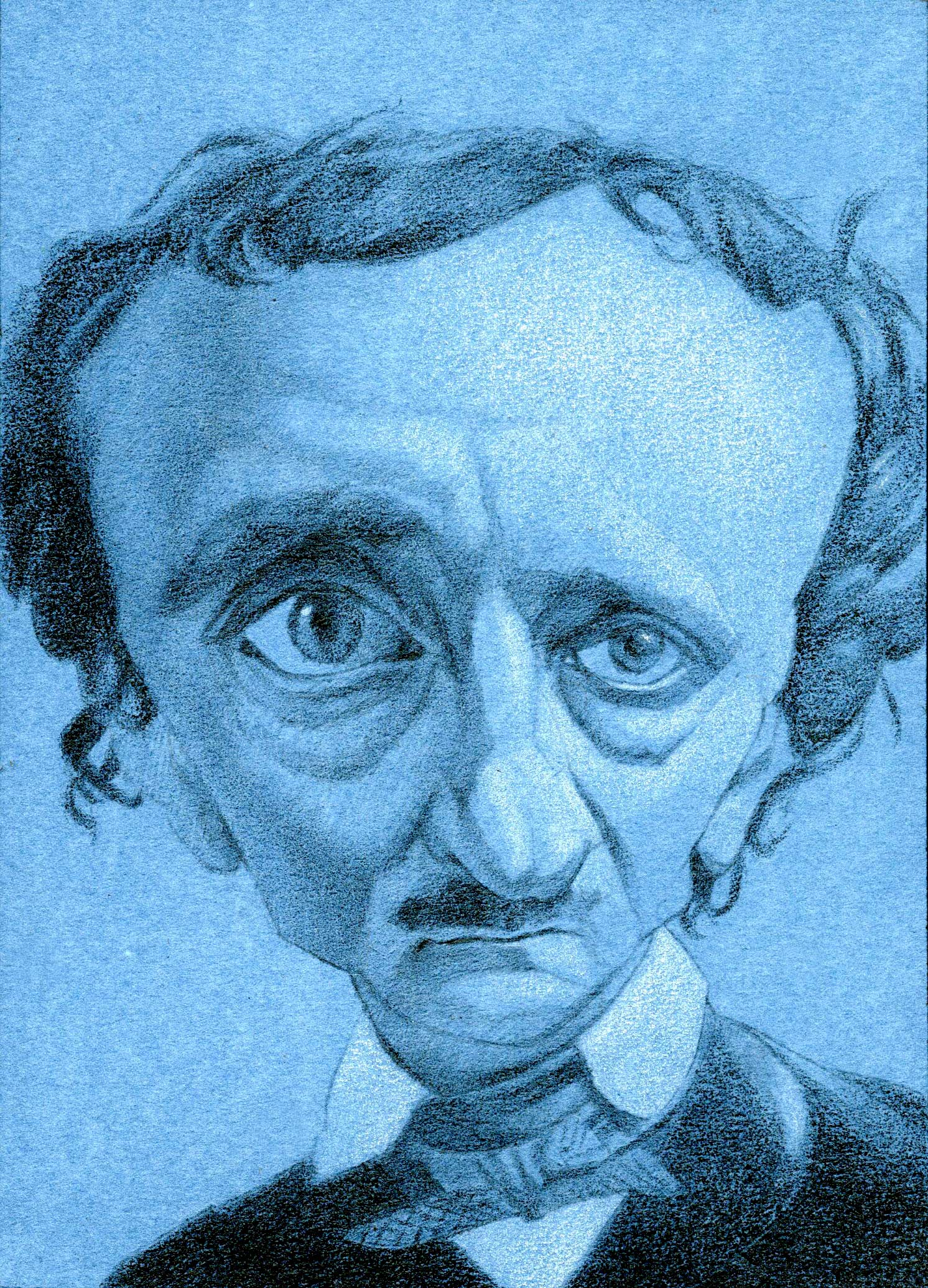 Edgar Allen Poe, 2017 Pencil on paper 5 x 7 iuches