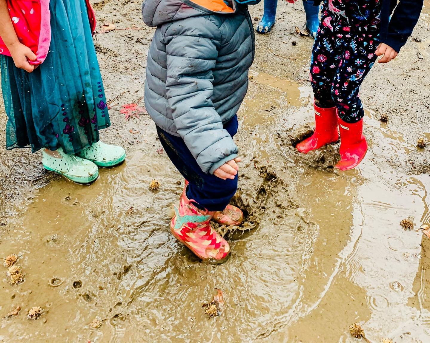 Rain brings a whole new wold of play to the yard. 💦 What are your favorite rainy day activities?

Image Description: Three students in rubber boots and shoes splash in the mud.

#preschool #preschoolActivities #EarlyChildhoodEducation #TactileLearni