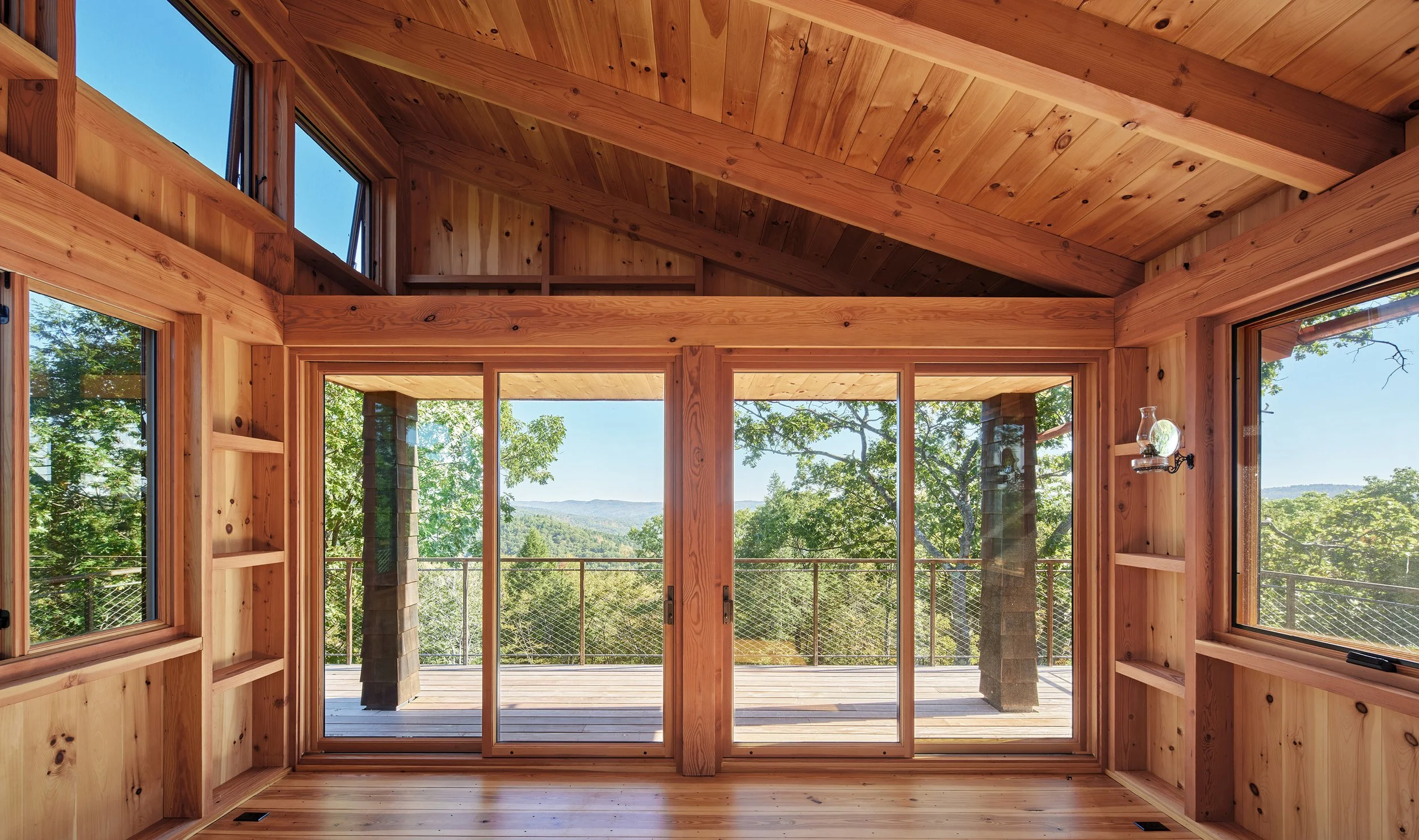 Interior photograph of lookout tower.