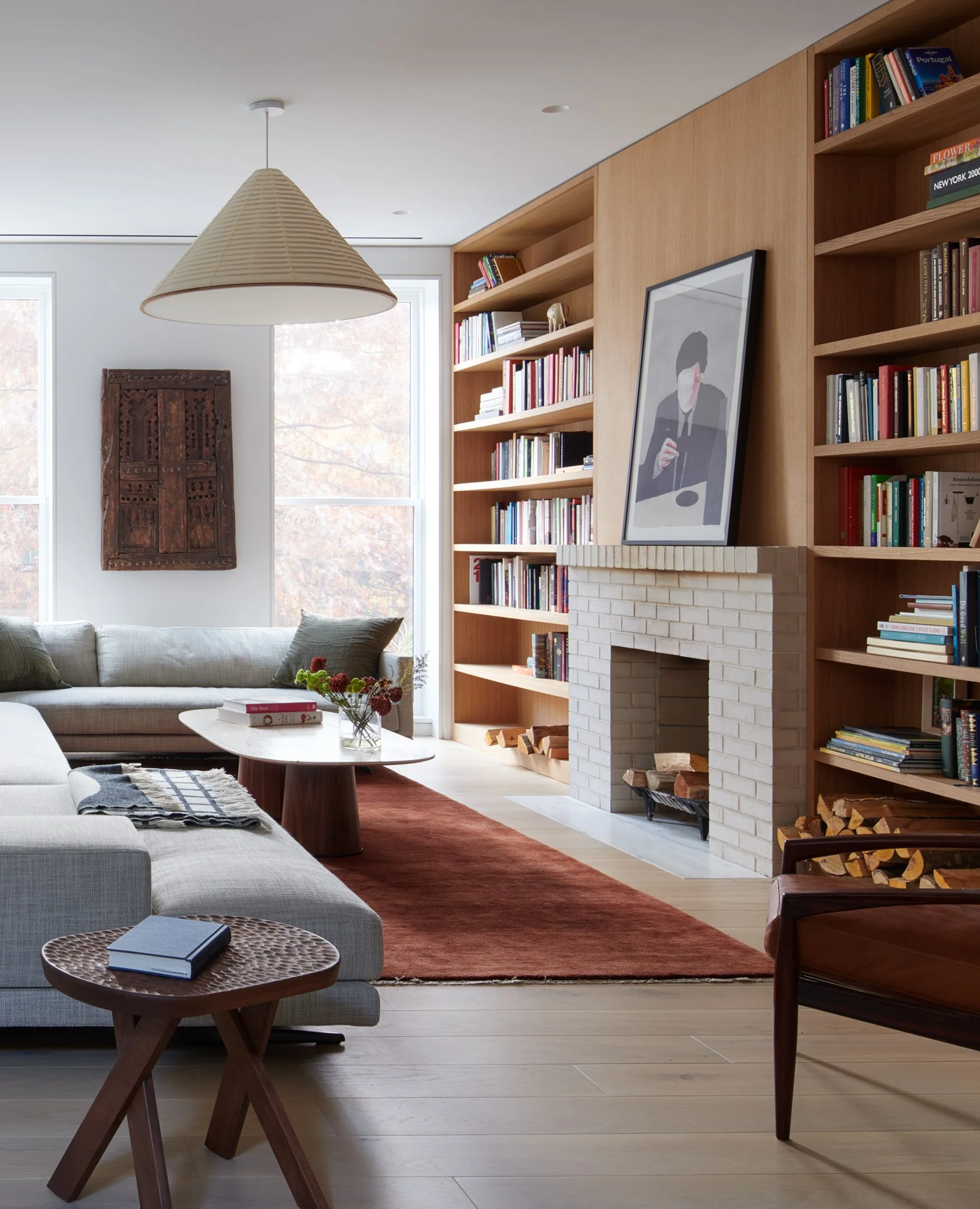 contemporary fireplace.