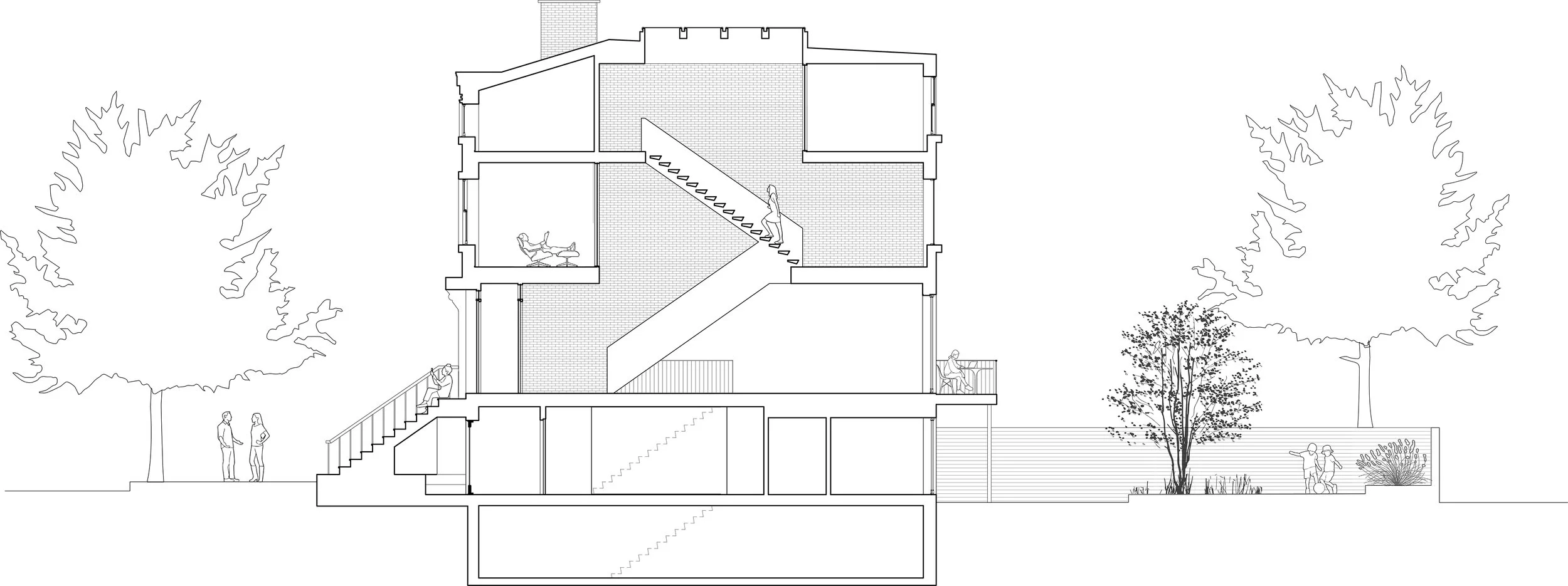 section drawing of townhouse.