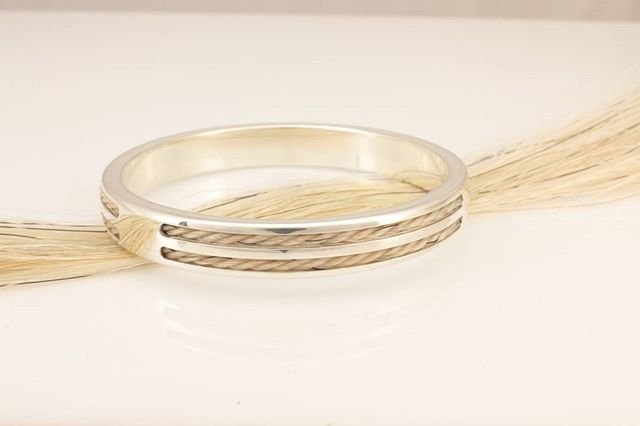 One off bangle, sterling silver and horsehair.  www.equinelox.com.au