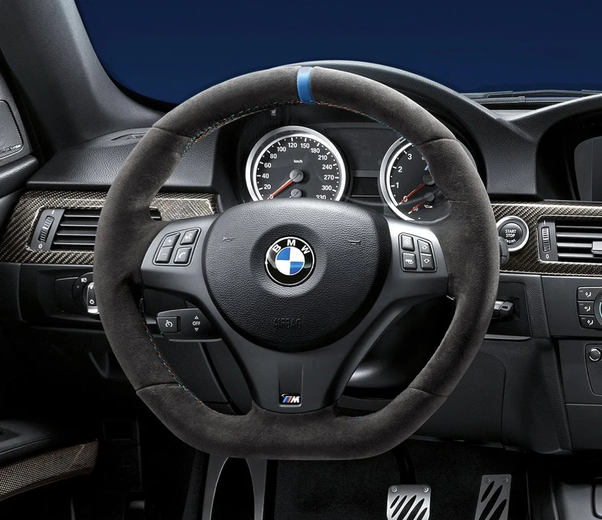Genuine BMW M Performance Steering Wheel - Blue Stripe - E8x 1-Series/ E82 1M | E9x 3-Series/ M3
