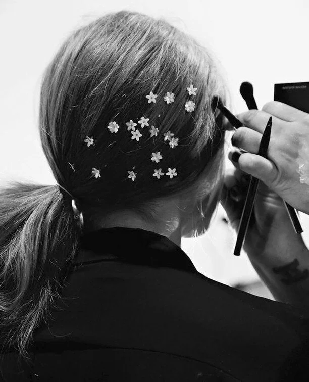 Backstage at Honor, Spring 2014. Love this look for a spring bride 🌼