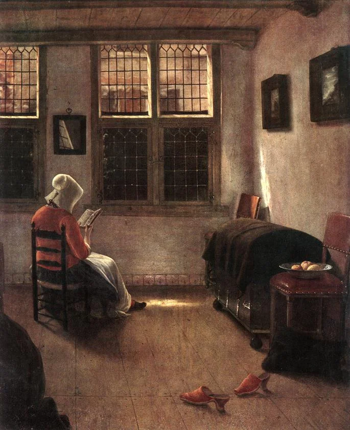 Pieter Janssens Elinga, Woman reading, 1660