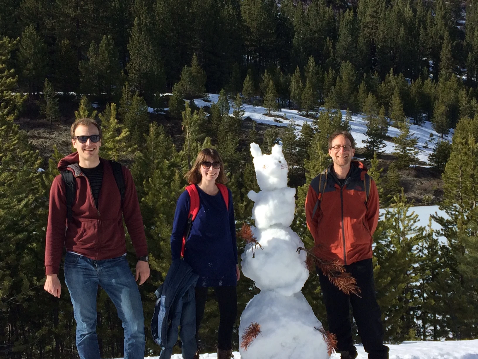  Brian, Melanie &amp; Dan showing off their snow mouse at Lake Tahoe 