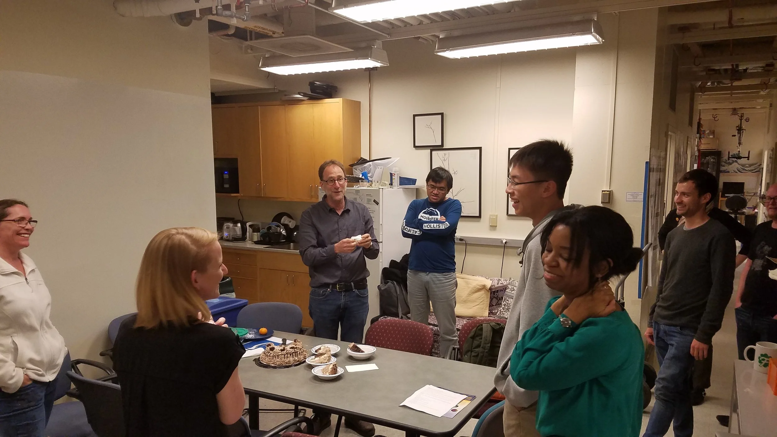 Celebrating Michelle getting a faculty position at the NIH! L to R: Katie, Kaylin, Dan, Han Chin, Carl, Michelle, Feller lab..