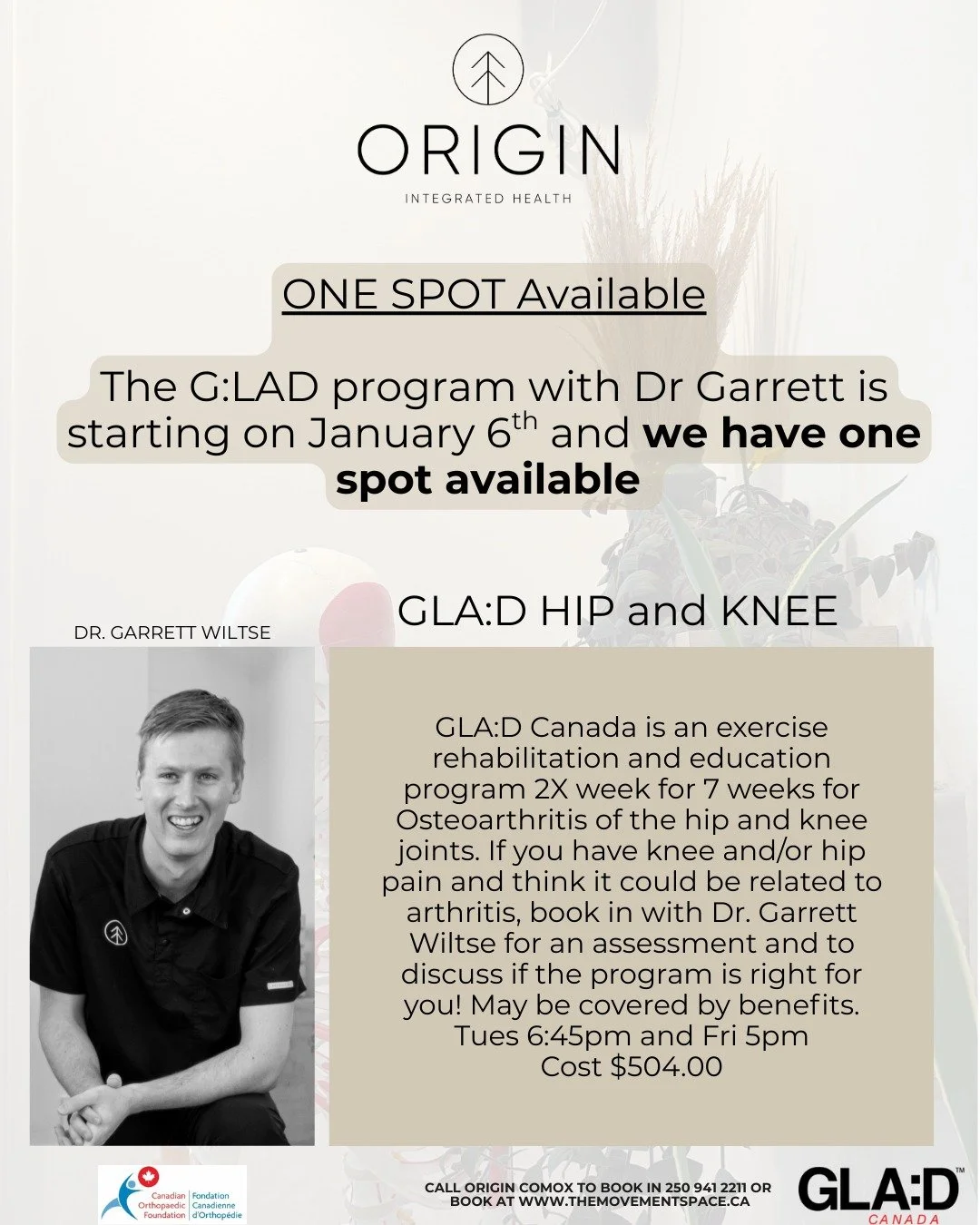 One Spot left!!
G:LAD Program with Dr Garrett, starting January 6th!