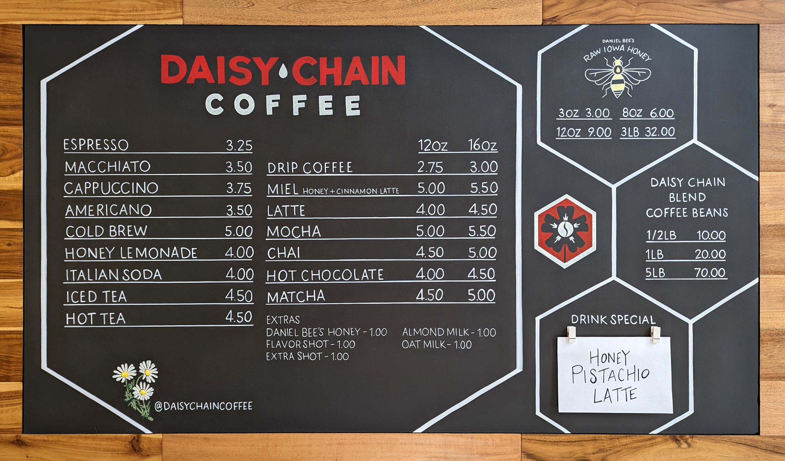 Daisy Chain Coffee Menu