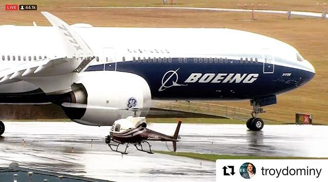 #livetoweb with @boeing for the #firstflight of the #777X 
#Repost @troydominy
・・・
Getting ready for the #Boeing #777X #firstflight here in #Seattle! Shout out to my dad flying #helicopter support with one of my partnering #aerialcinematography units