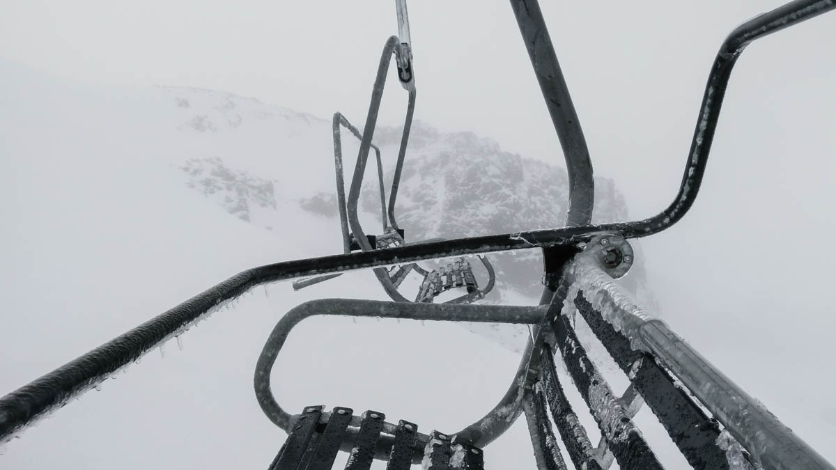 A bitter morning on Mt. Ruapehu for my first NZ ski experience.