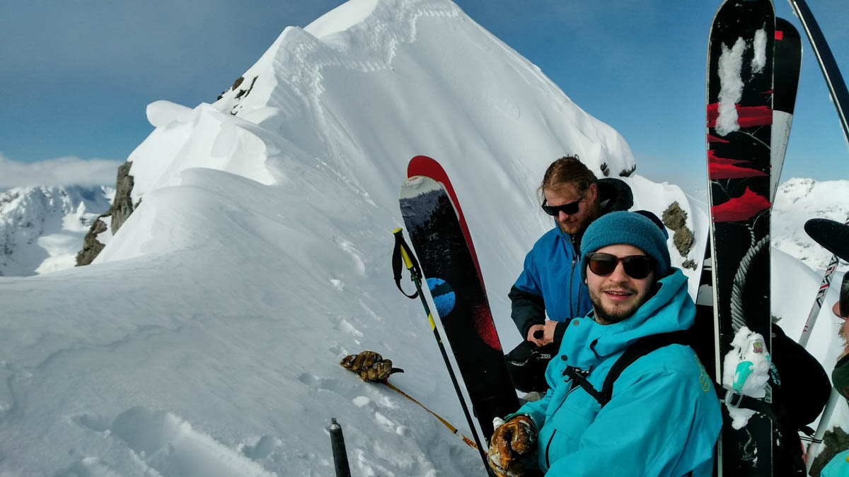 Putting on a brave face for the final sidle over to our chute.