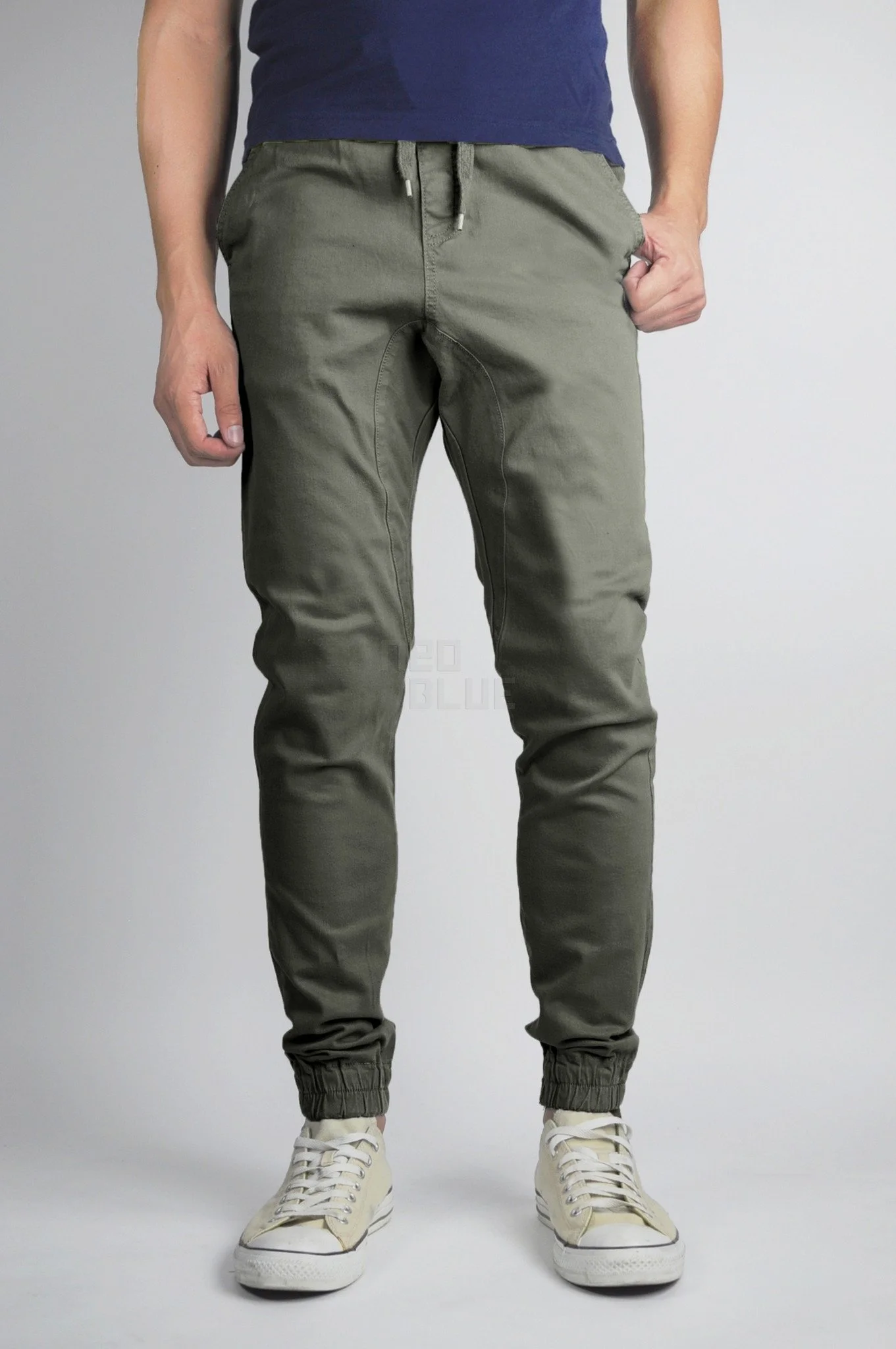 Army Green (Twill Joggers) — Neo Blue