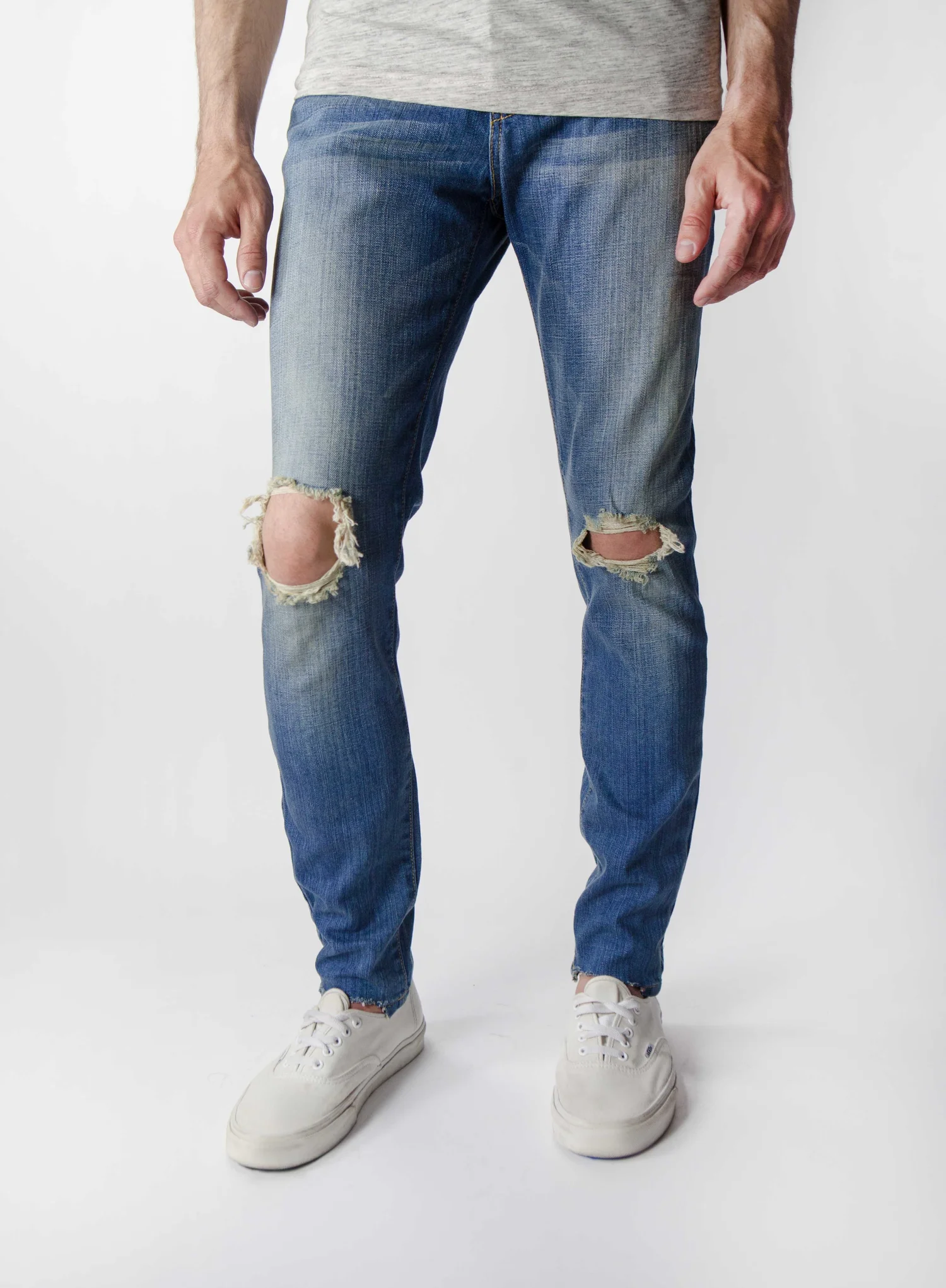 Broken Medium Blue Super Skinny — Neo Blue Jeans – Made-in-USA