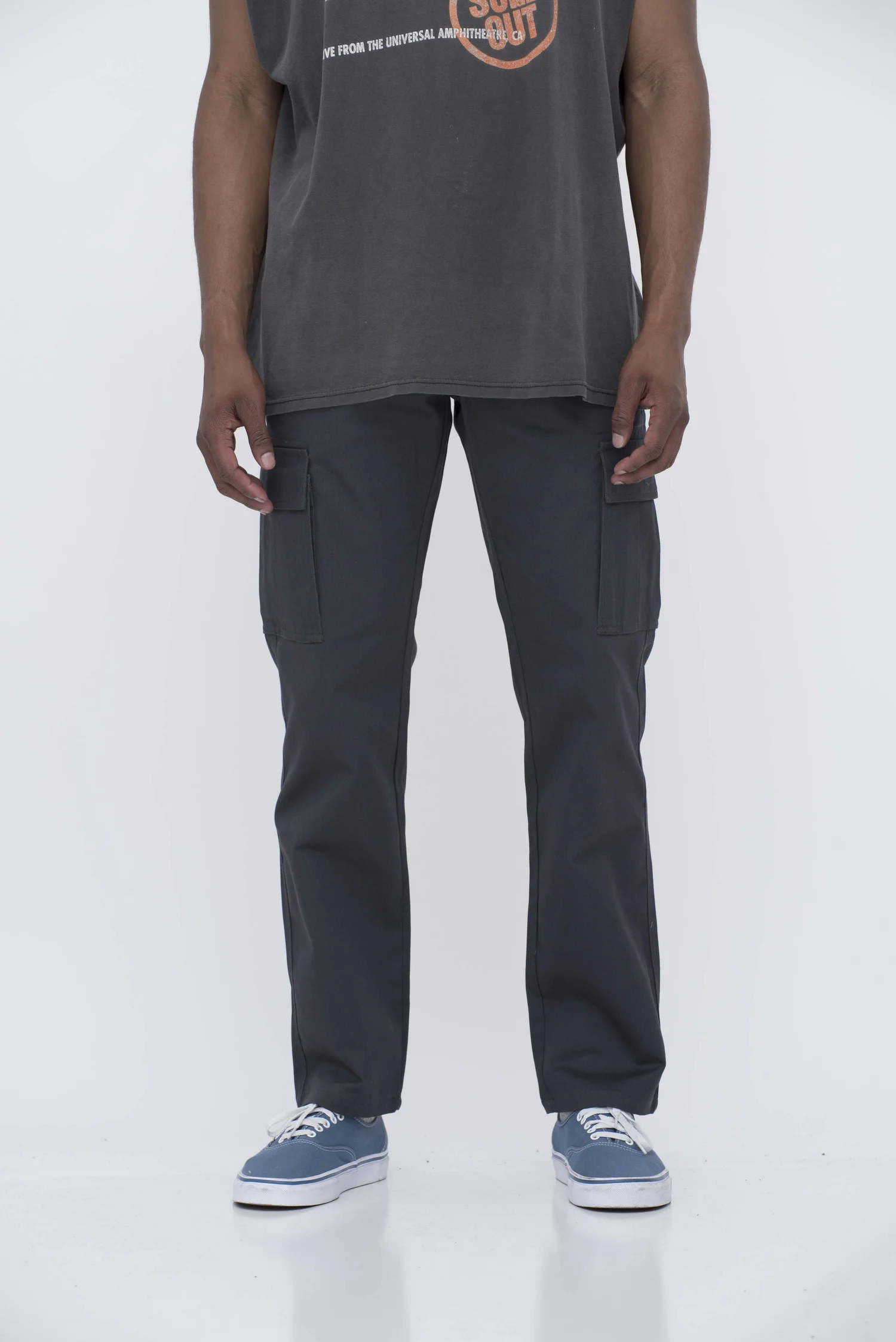 Charcoal Cargo Pants — Neo Blue Jeans – Made-in-USA Baggy Denim