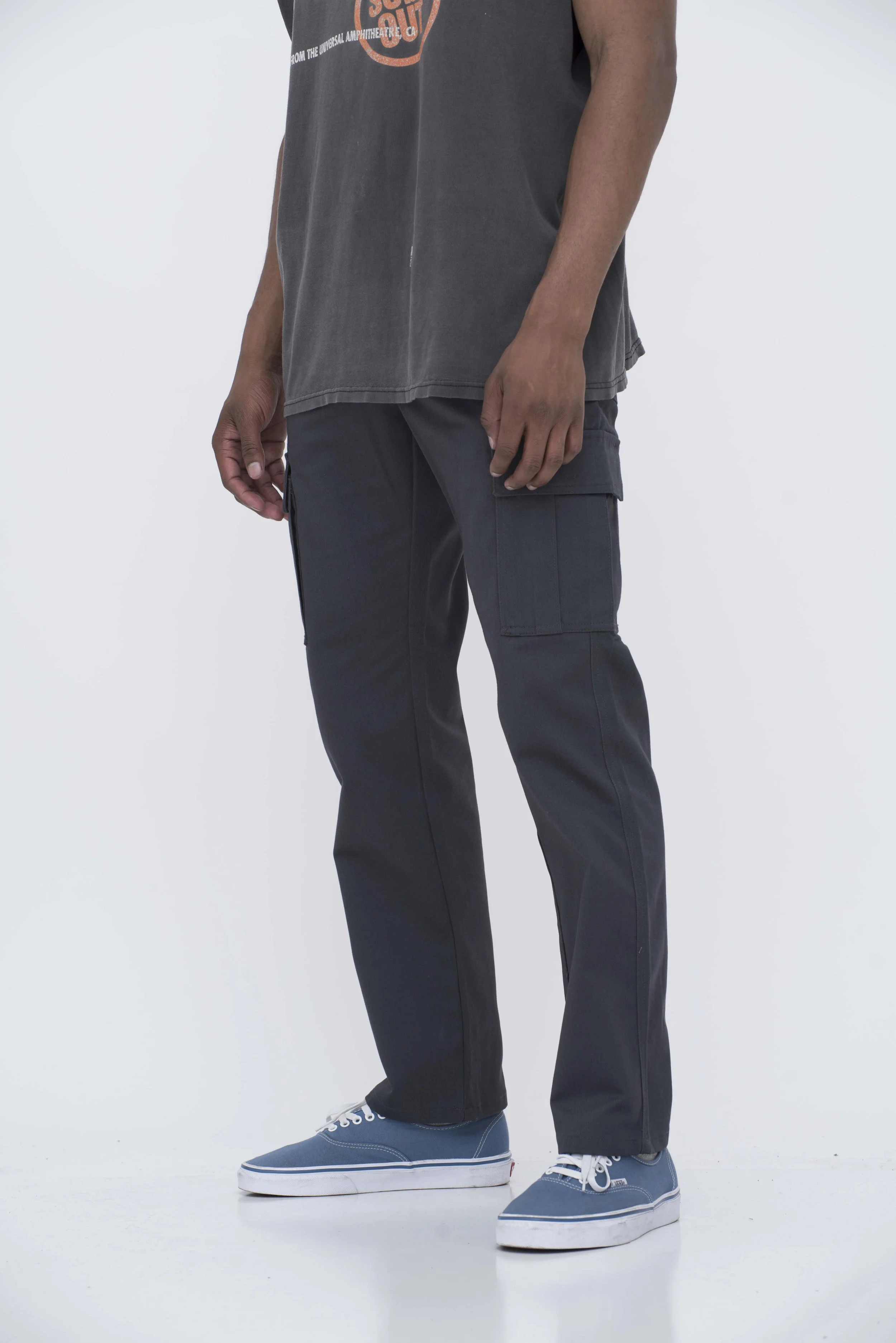 Charcoal Cargo Pants Side View