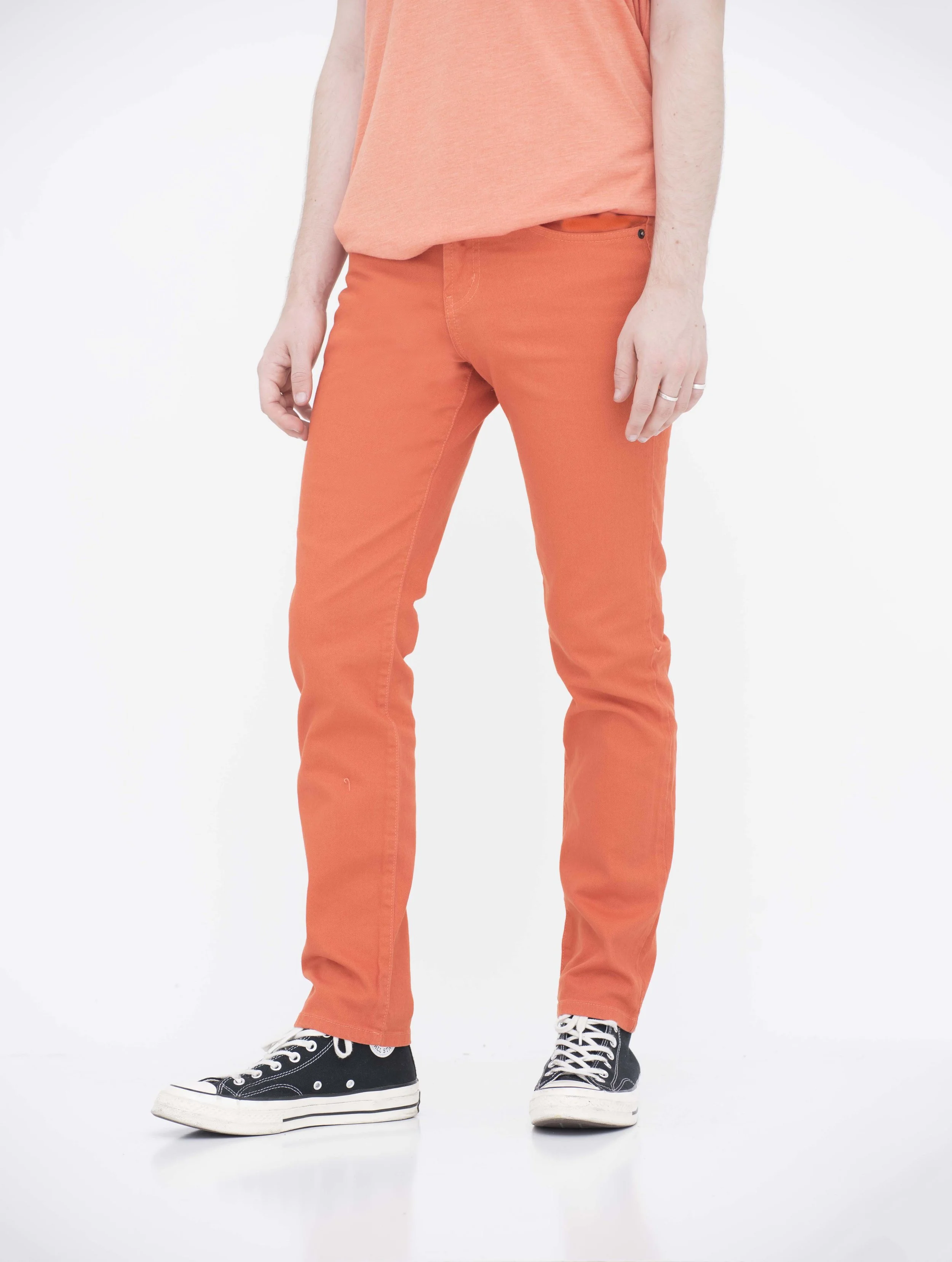 Orange Skinny Cut-Out Trousers