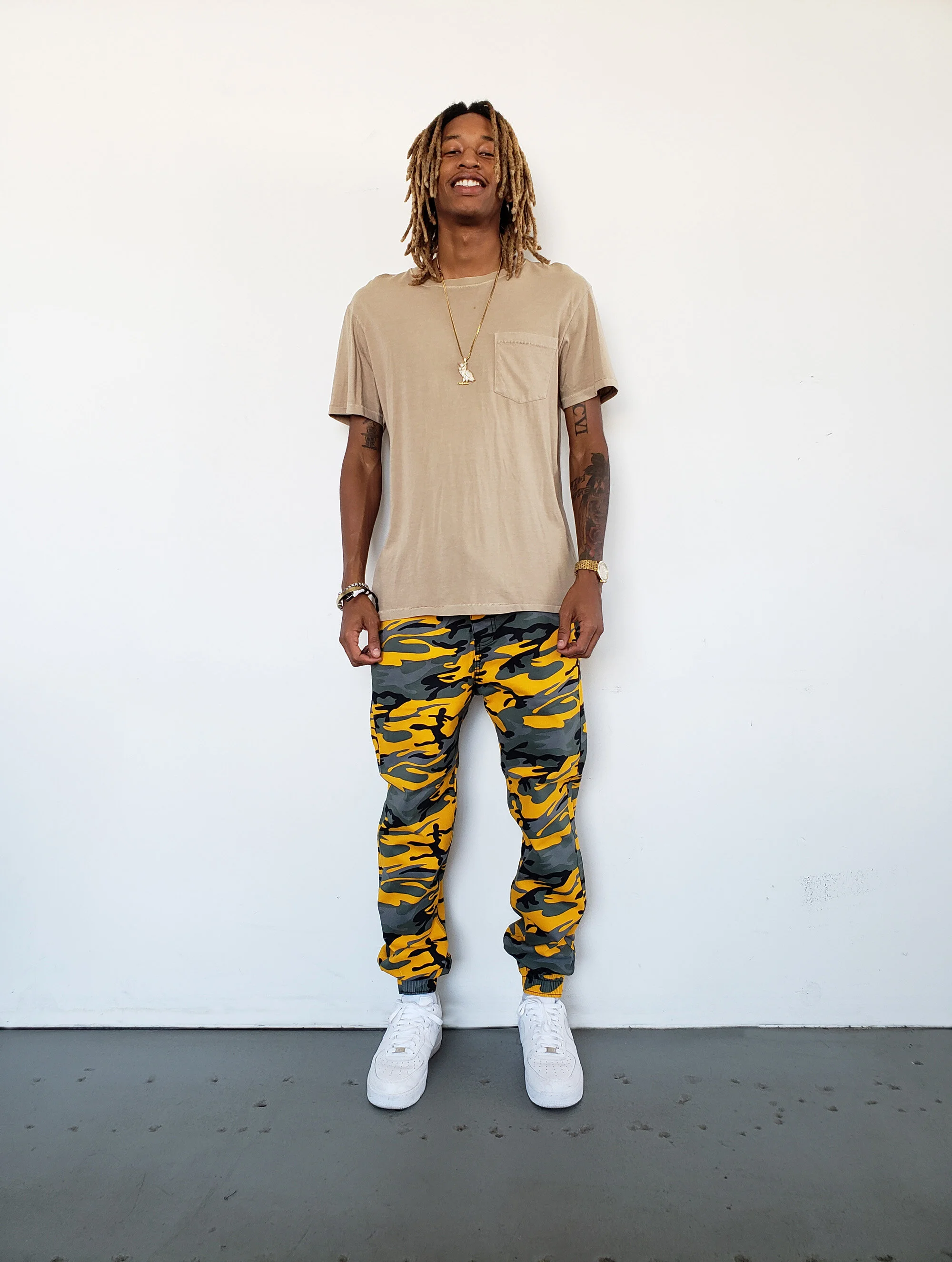 Camo Yellow Joggers Front View