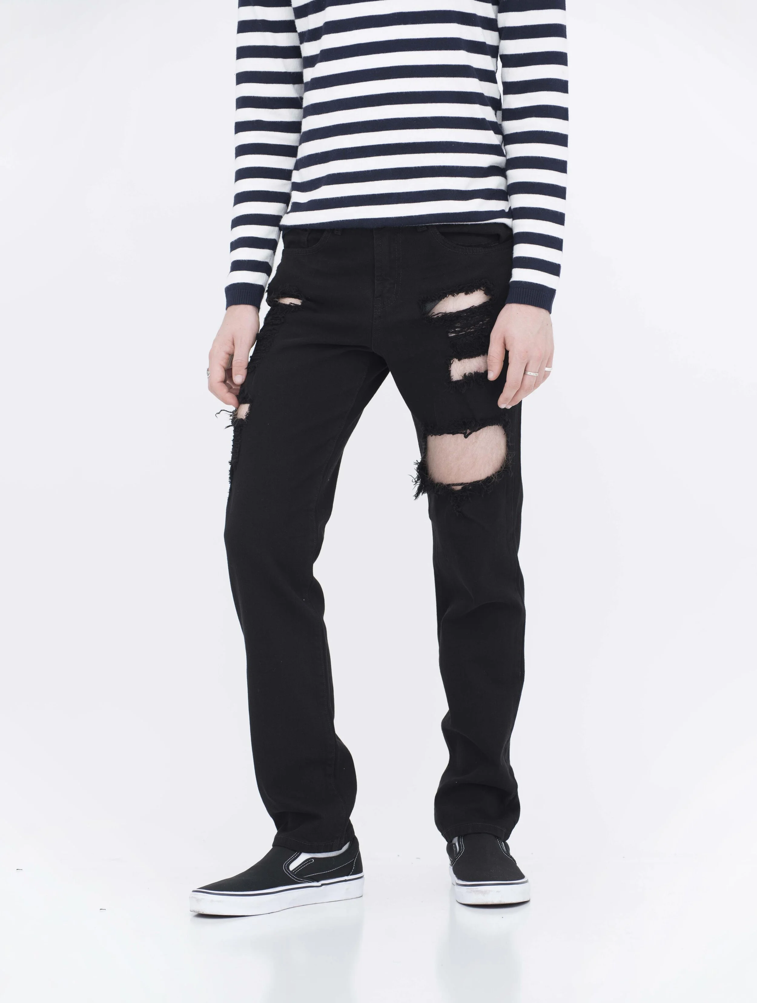Ripped Black Skinny Jeans — Neo Blue Jeans – Made-in-USA Baggy Denim