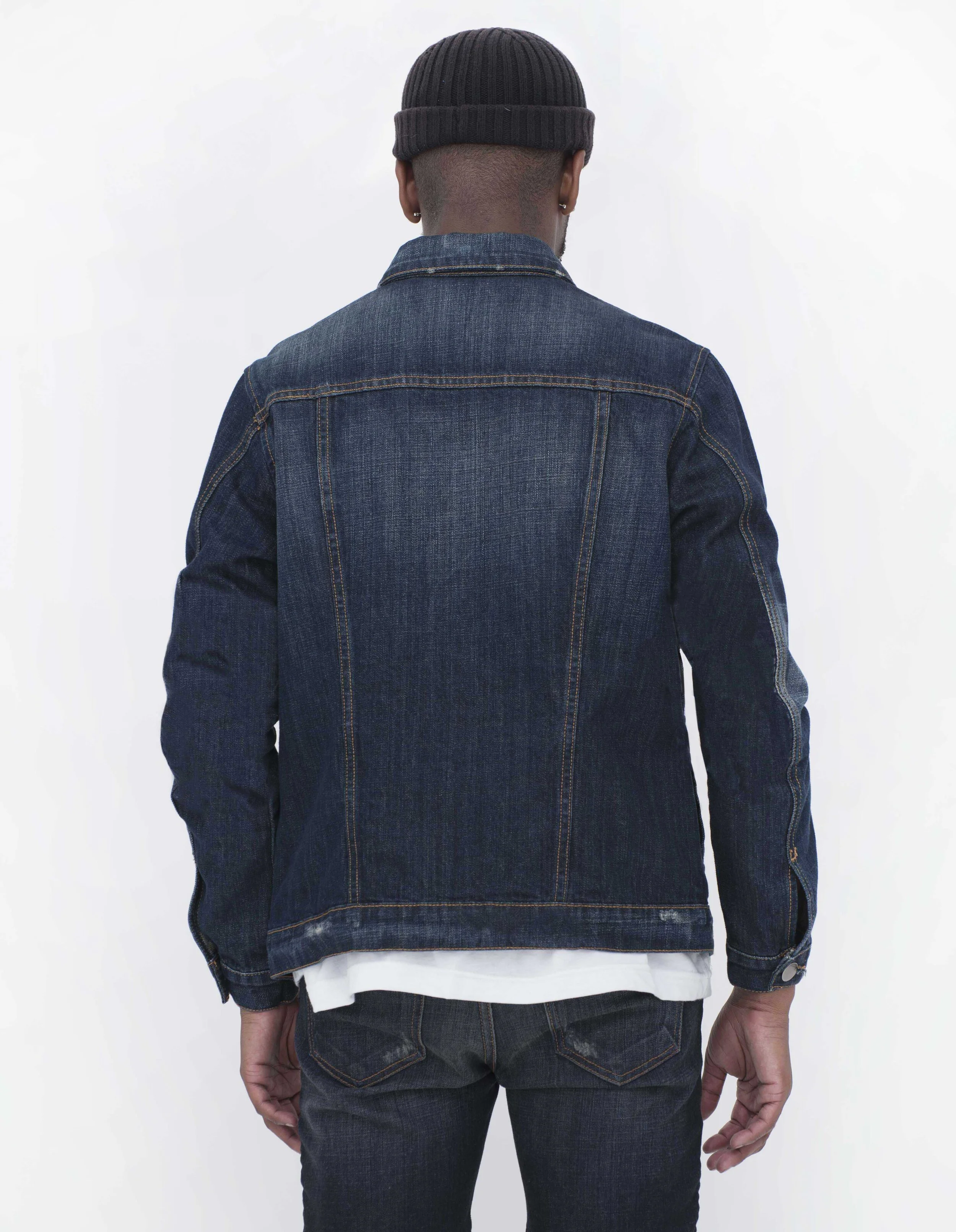 Broken Super Dark Denim Jacket Back View