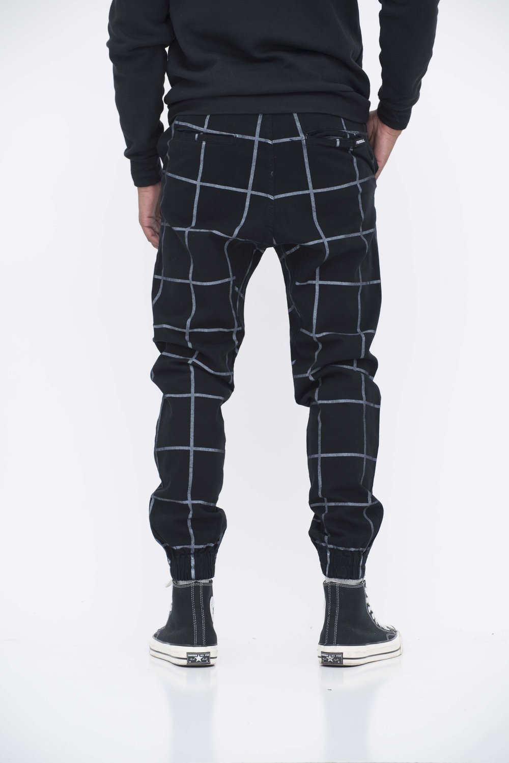 Checkered Jogger Pants — Blue