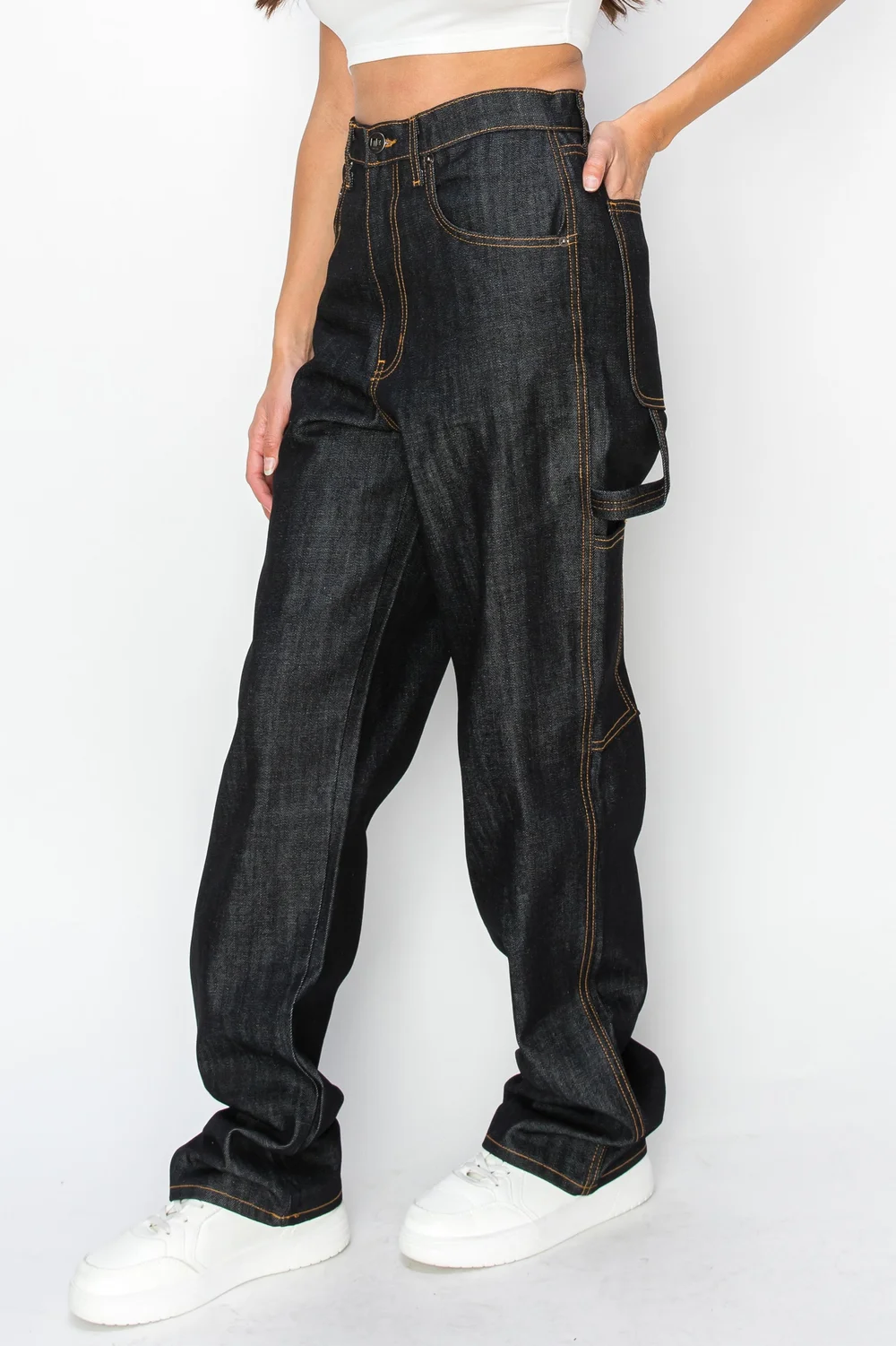 Dark Indigo Baggy Jeans Buy Dark Indigo Rinse Barrel Fit Vintage Wash Denim Jeans From main image 1