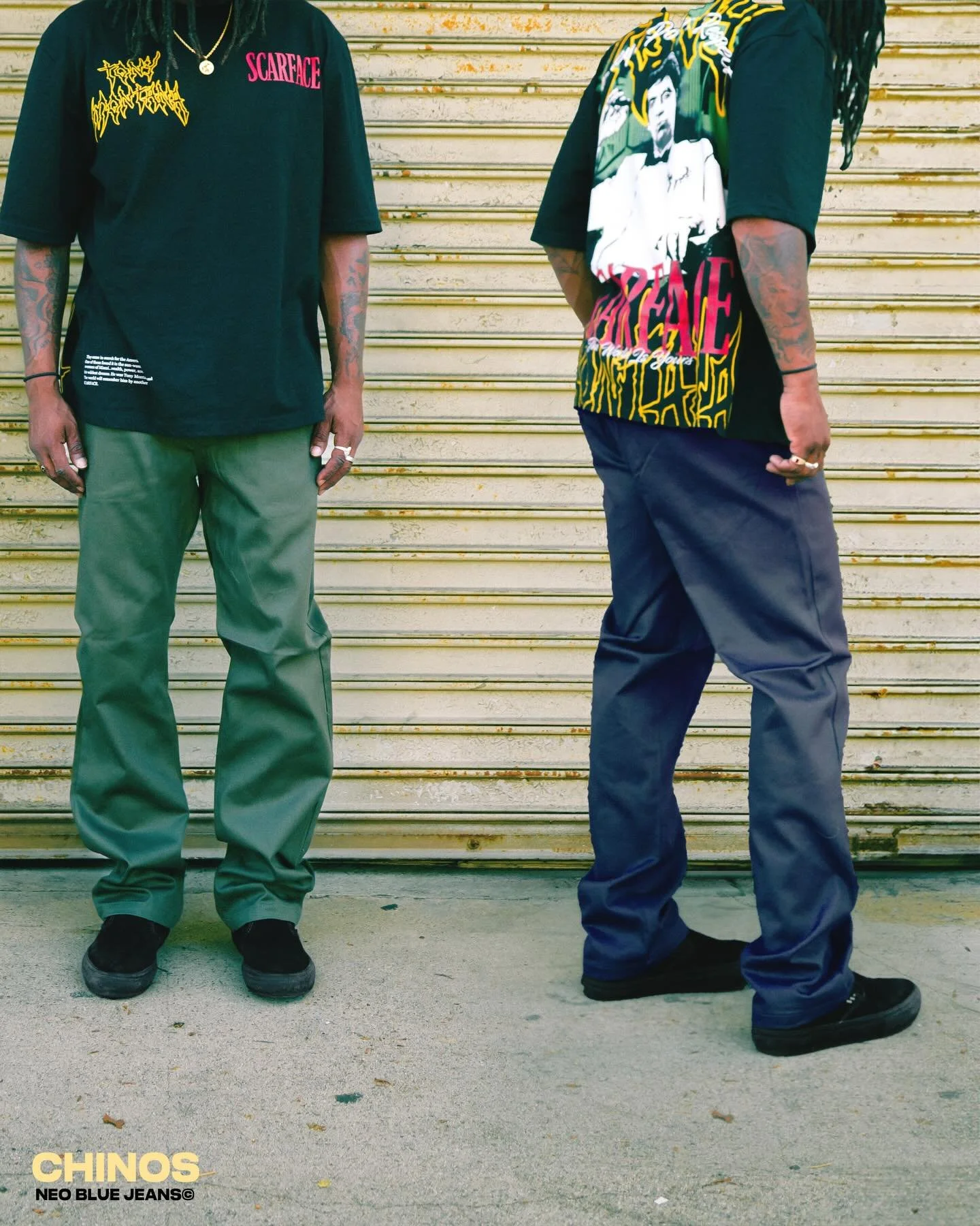 Different flavors 

Chino

Made in Los Angeles 
Neo blue jeans &copy;