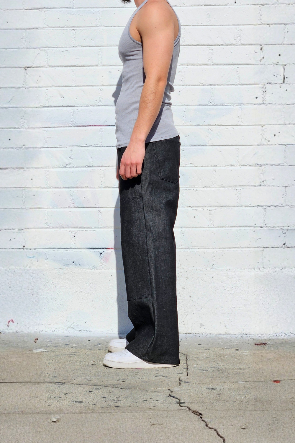 Raw Denim Indigo Black Double Knee Baggy — Neo Blue Jeans – Made