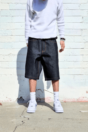 Super Dark Denim Shorts — Neo Blue Jeans – Made-in-USA Baggy Denim