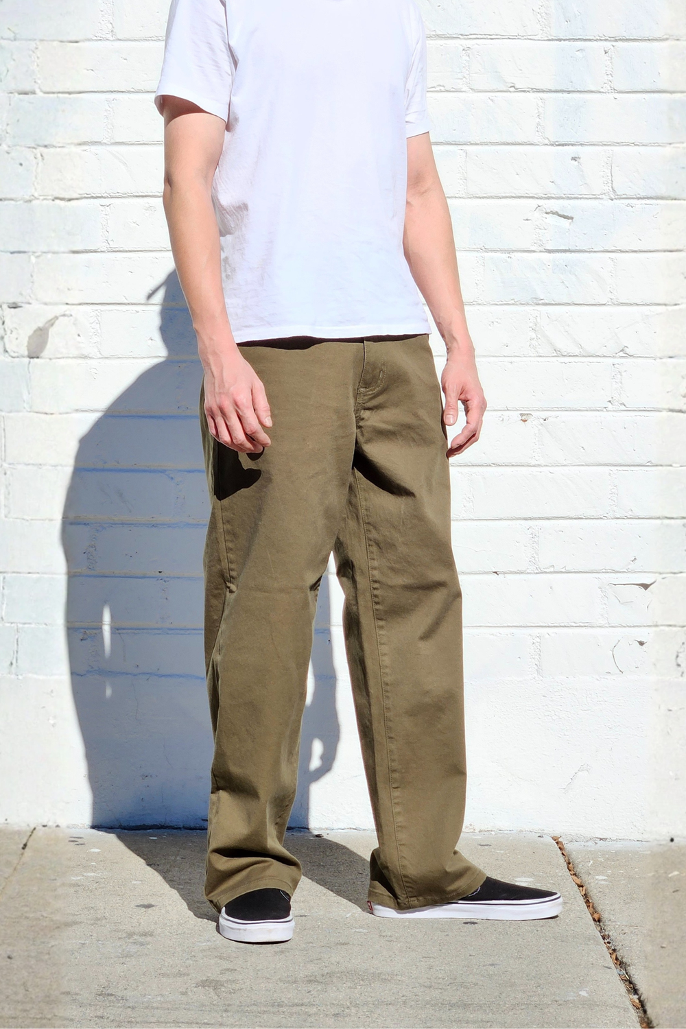 Olive Green Baggy Chino Pants | Wide Fit — Neo Blue Jeans – Made