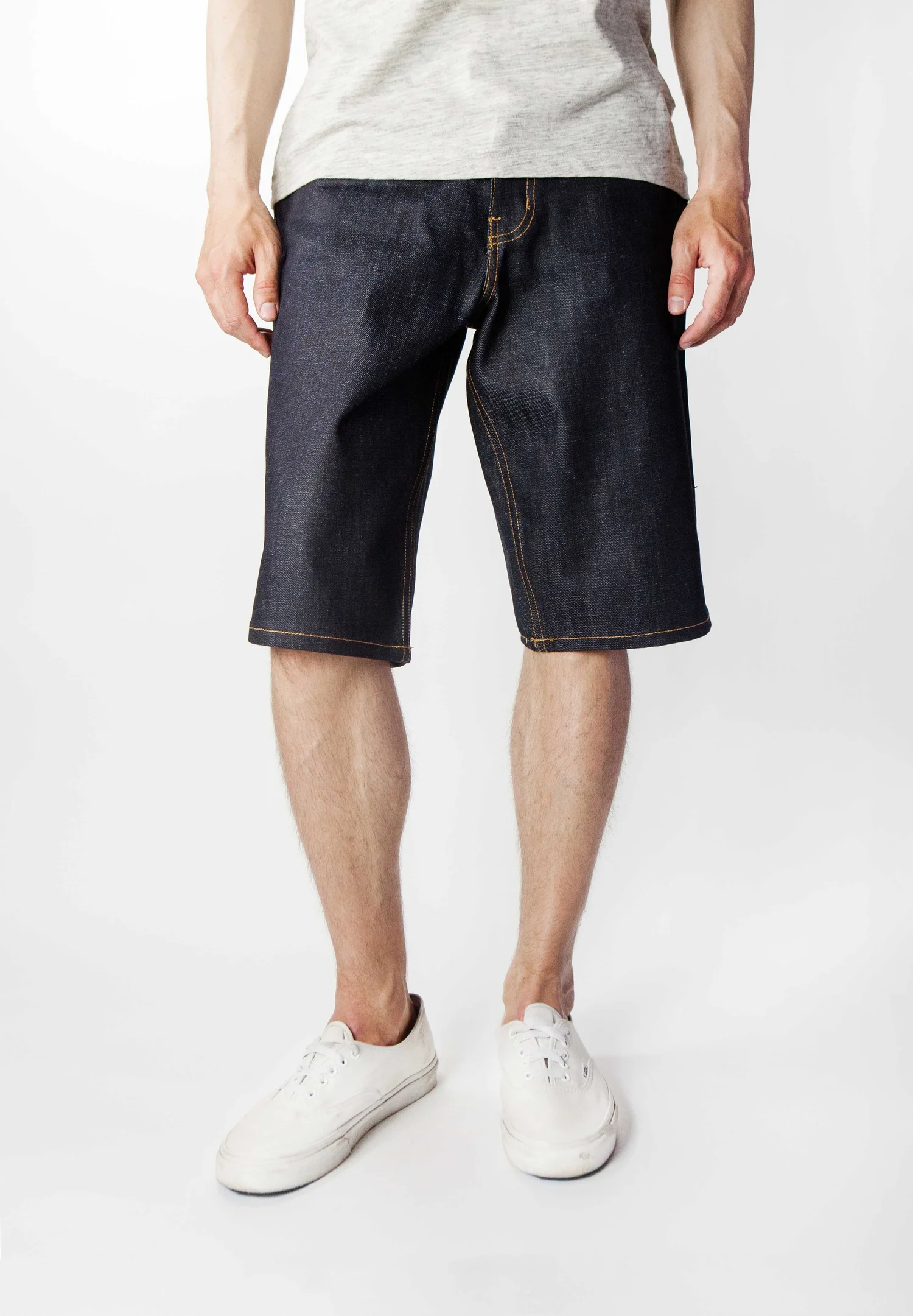 Super Dark Denim Shorts — Neo Blue Jeans – Made-in-USA Baggy Denim