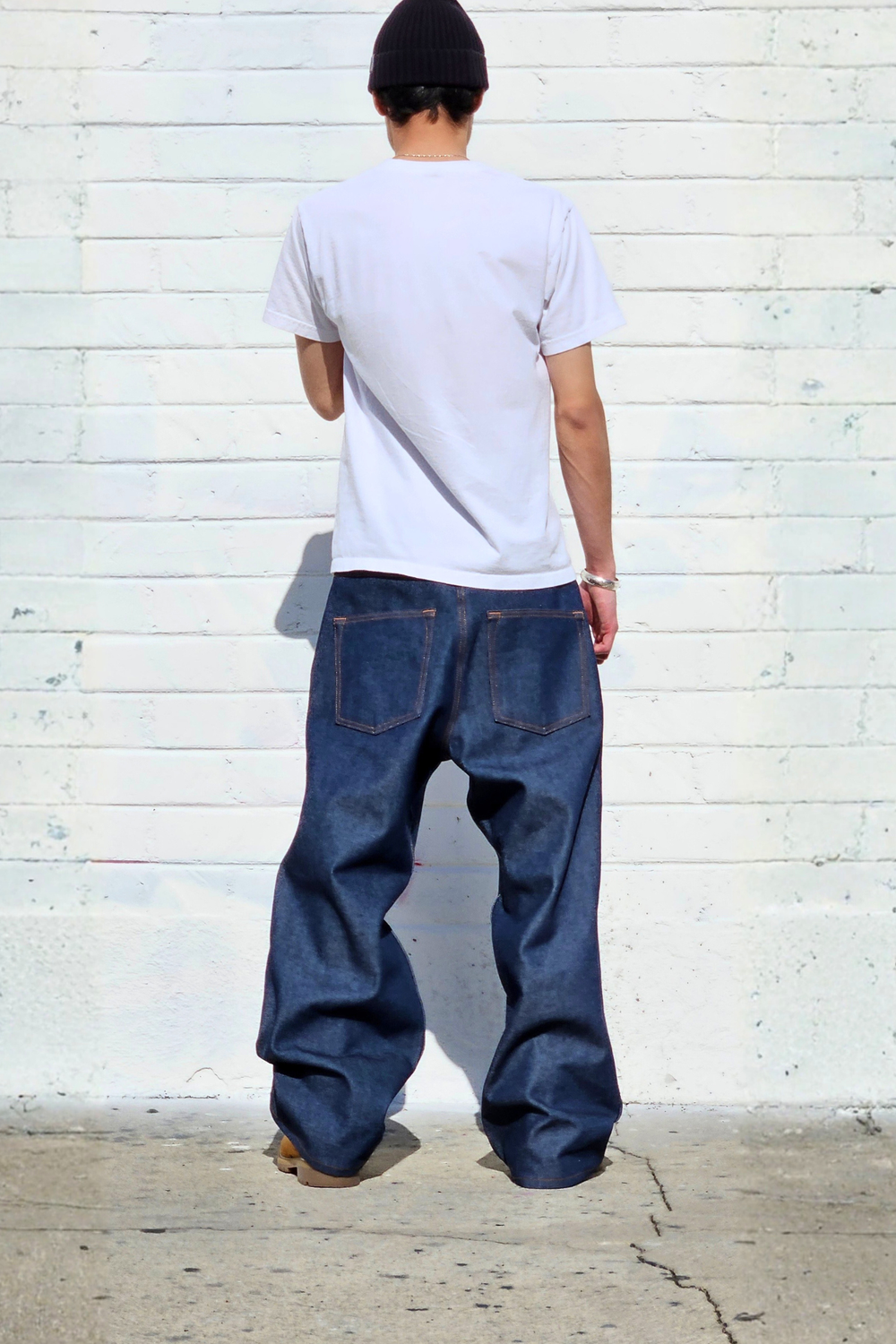 Raw Denim Light Blue Double Knee Baggy — Neo Blue Jeans – Made-in