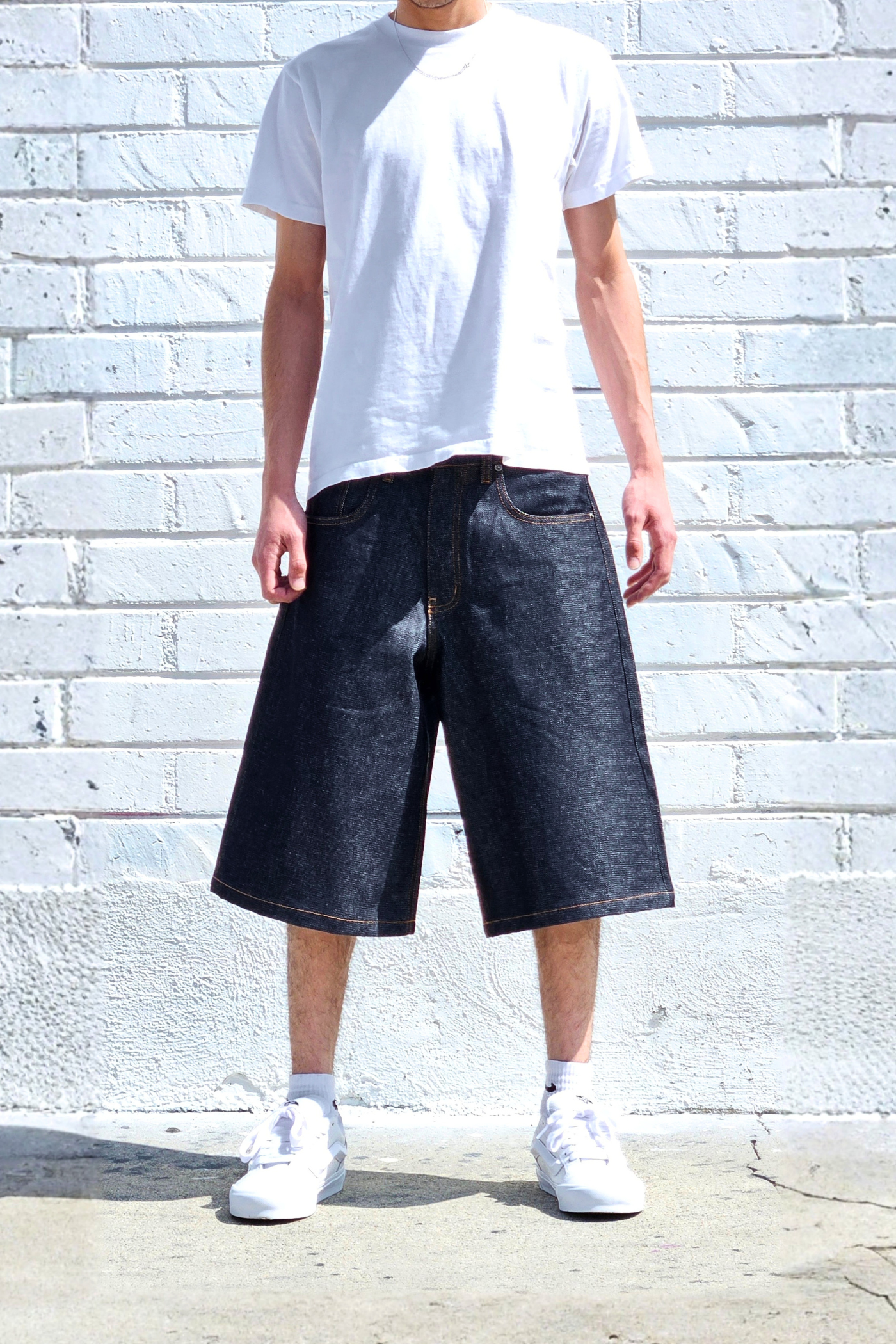 Raw Denim Super Dark Baggy Shorts