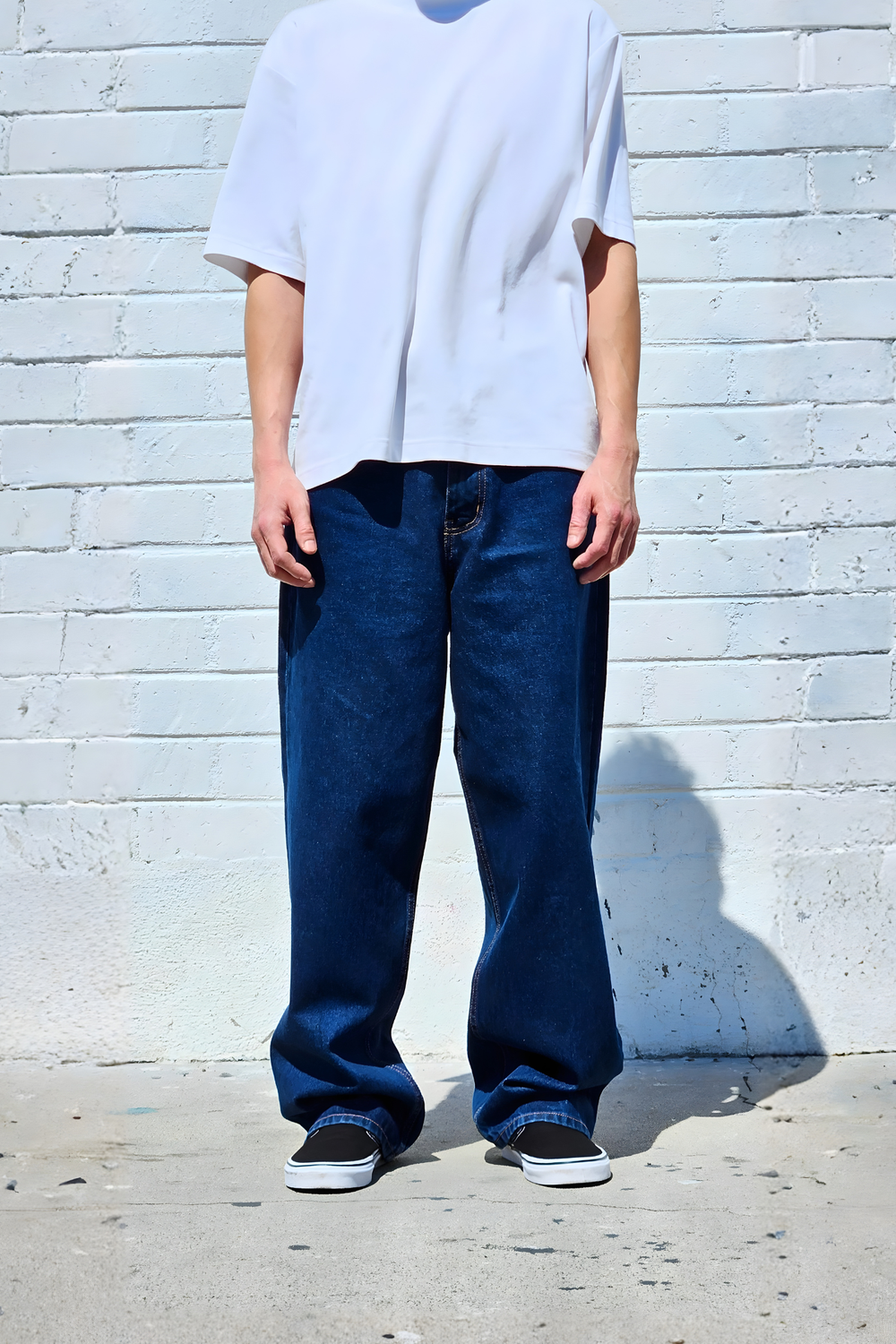 Stone Dark Blue Baggy Jeans — Neo Blue Jeans – Made-in-USA Baggy Denim