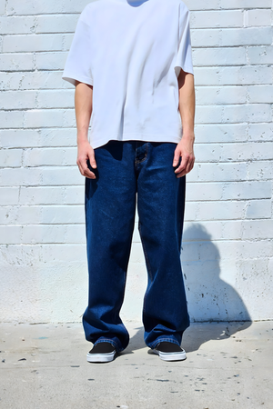 Stone Dark Blue Baggy Jeans — Neo Blue Jeans – Made-in-USA Baggy Denim