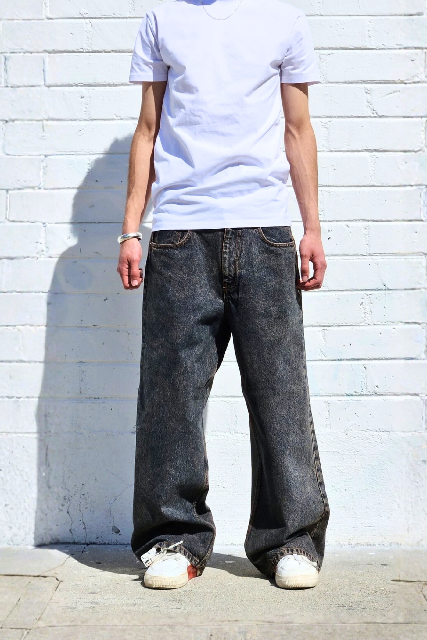 Brown Tinted Medium Blue Super Baggy Jeans